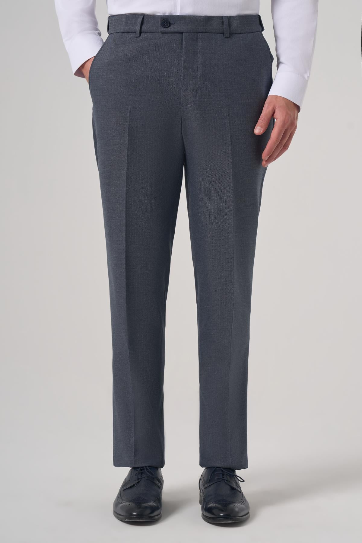 Morven Erkek Lacivert Poliviskon Trend Desenli Dynamic Fit Pantolon