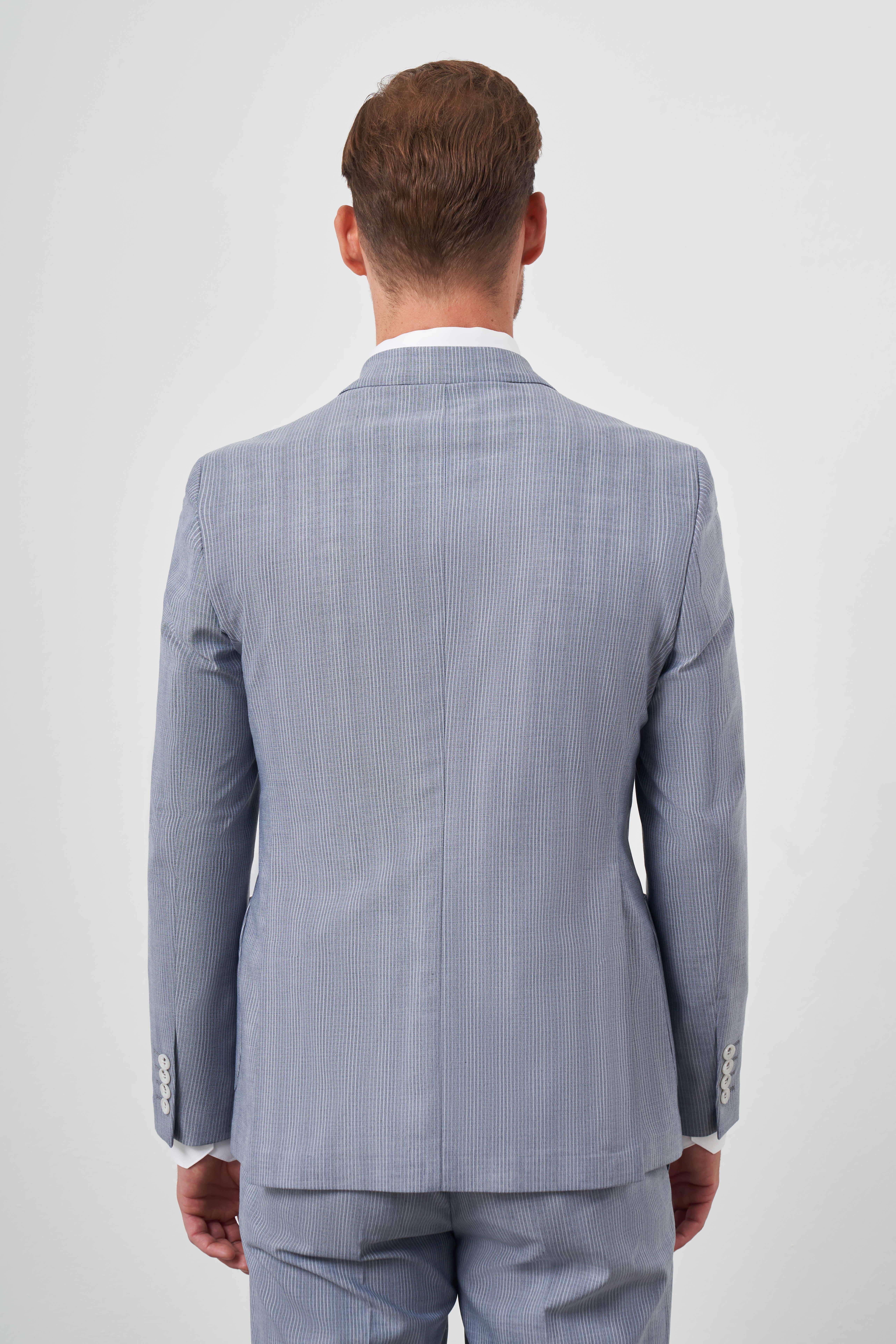 Morven Erkek Lacivert Poliviskon Trend Kruvaze Slim Fit Sivri Yaka Takım Elbise