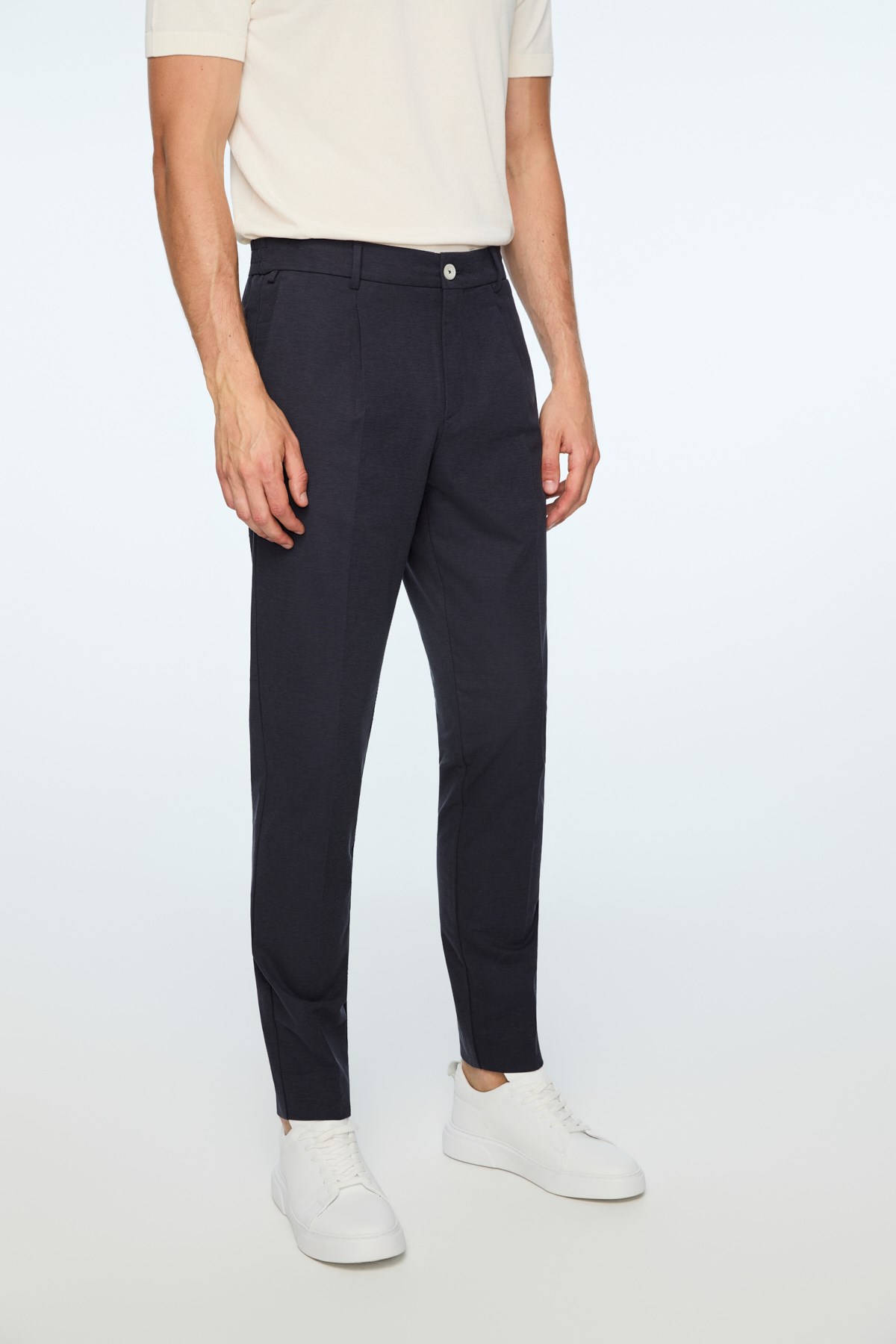 Morven Erkek Lacivert Poliviskon Trend Düz Slim Fit Pantolon