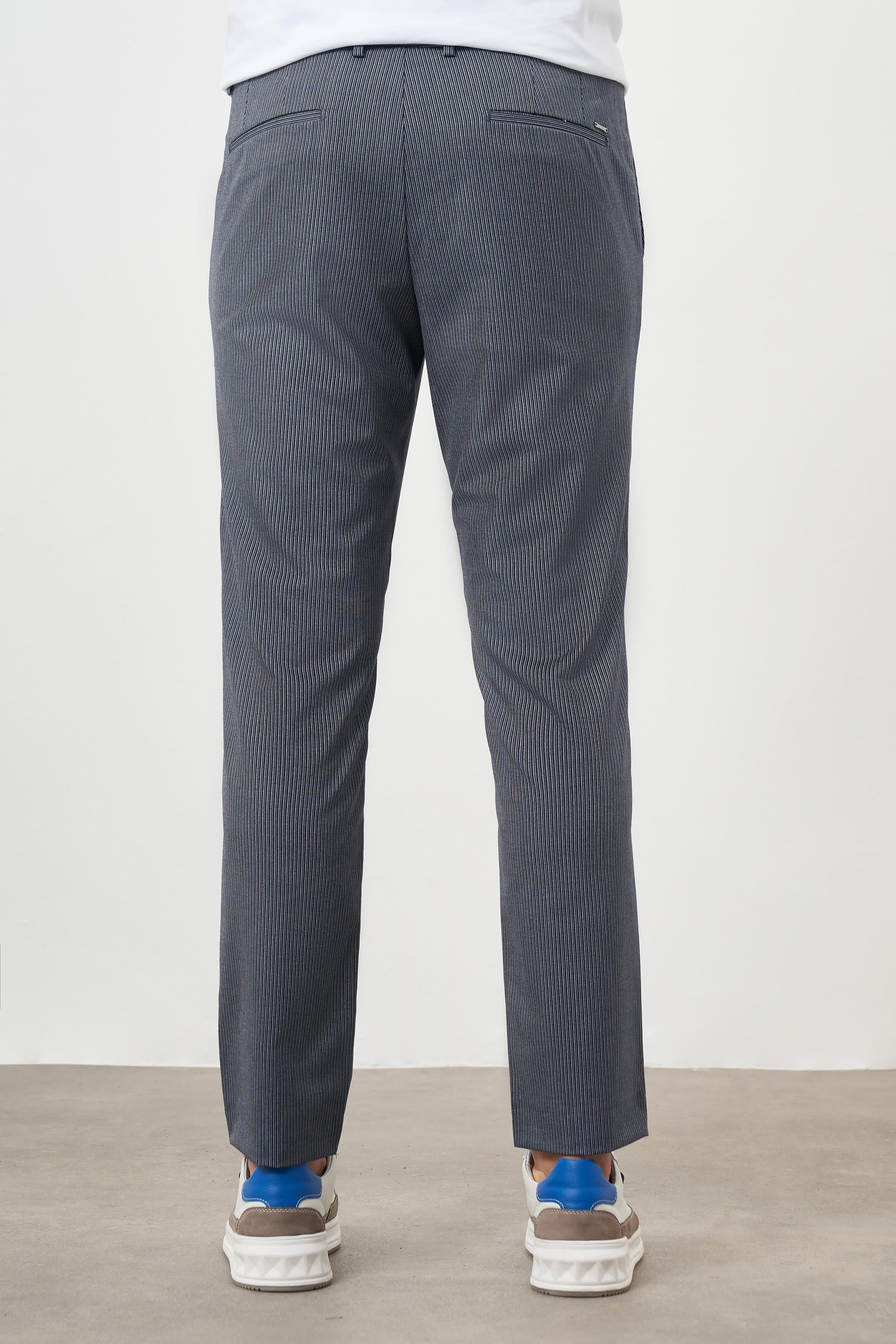 Morven Erkek Lacivert Poliviskon Trend Pileli Slim Fit Spor Pantolon