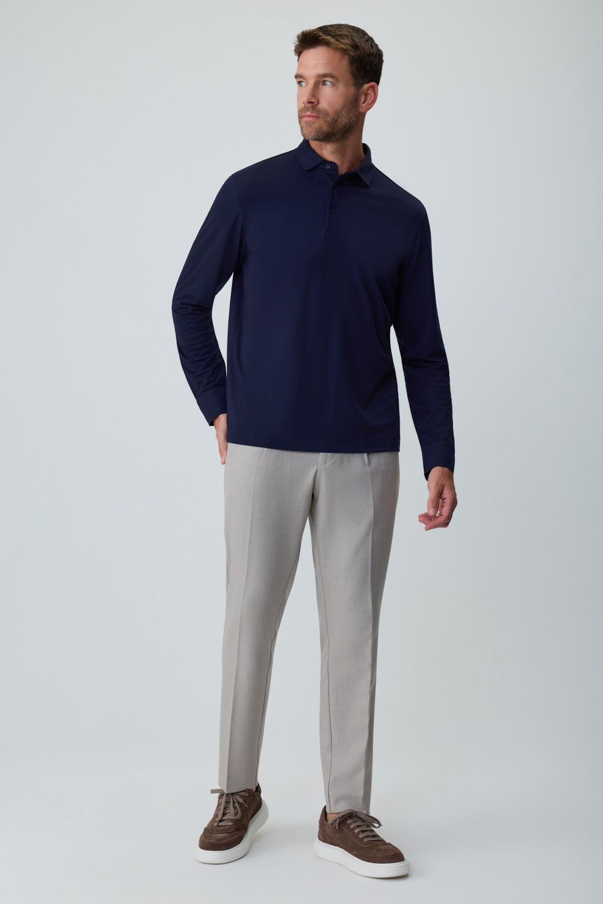 Morven Erkek Lacivert Polo Yaka Rayon Sweatshirt