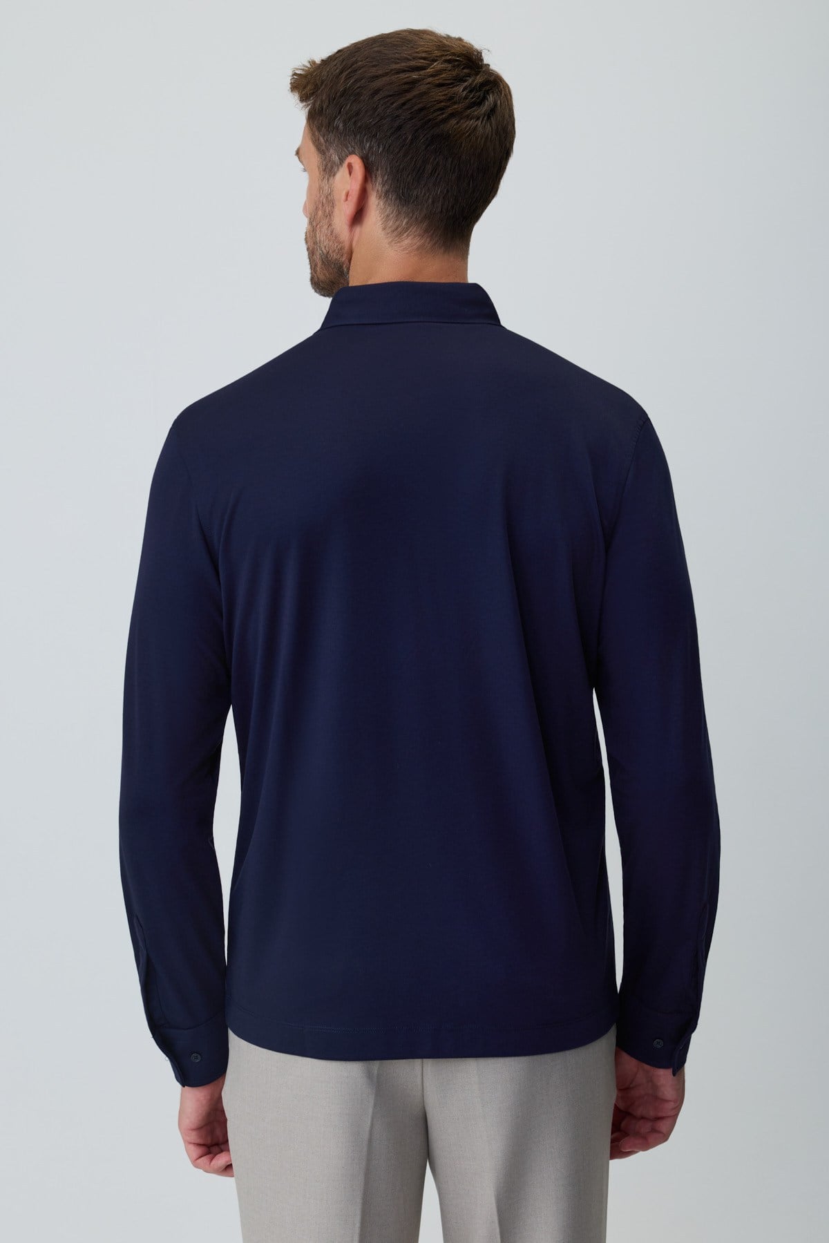 Morven Erkek Lacivert Polo Yaka Rayon Sweatshirt