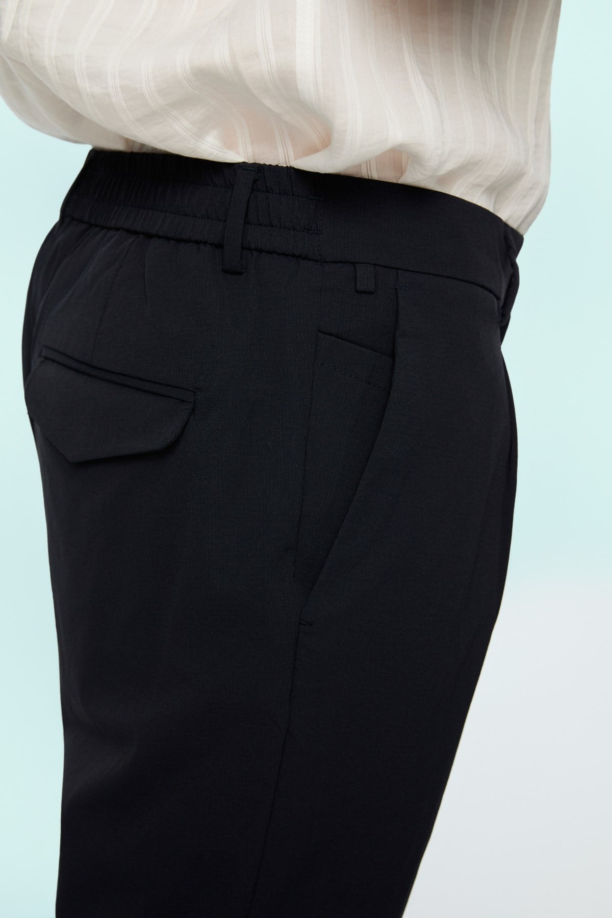Morven Erkek Lacivert Polyamid Trend Desenli Slim Fit Pantolon