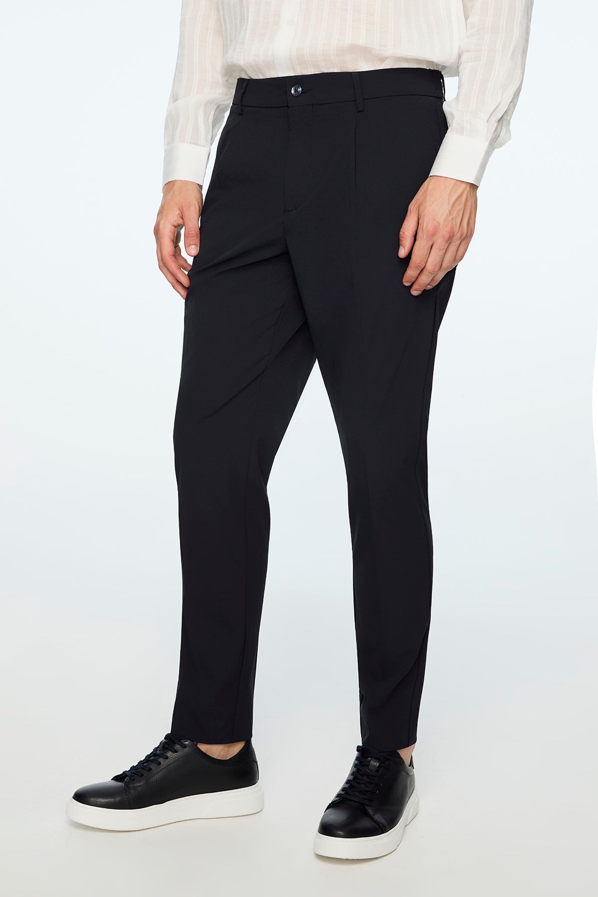Morven Erkek Lacivert Polyamid Trend Desenli Slim Fit Pantolon