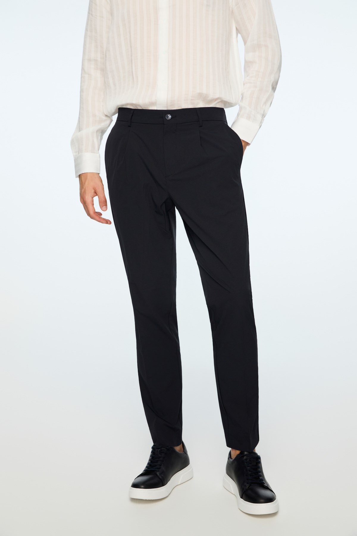Morven Erkek Lacivert Polyamid Trend Desenli Slim Fit Pantolon