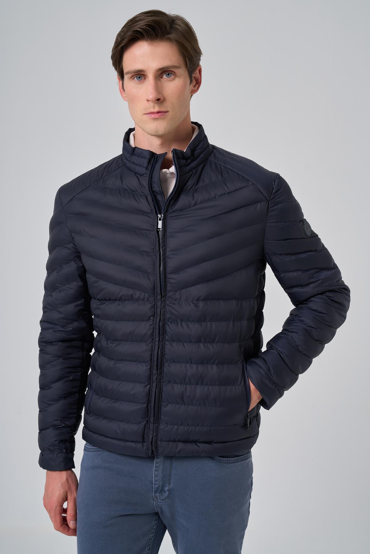 Morven Erkek Lacivert Polyester Kısa Kapitone Mont