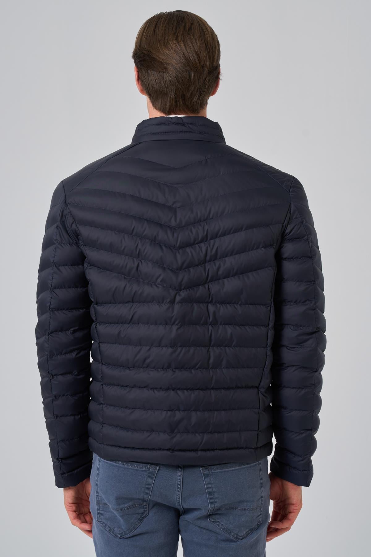 Morven Erkek Lacivert Polyester Kısa Kapitone Mont