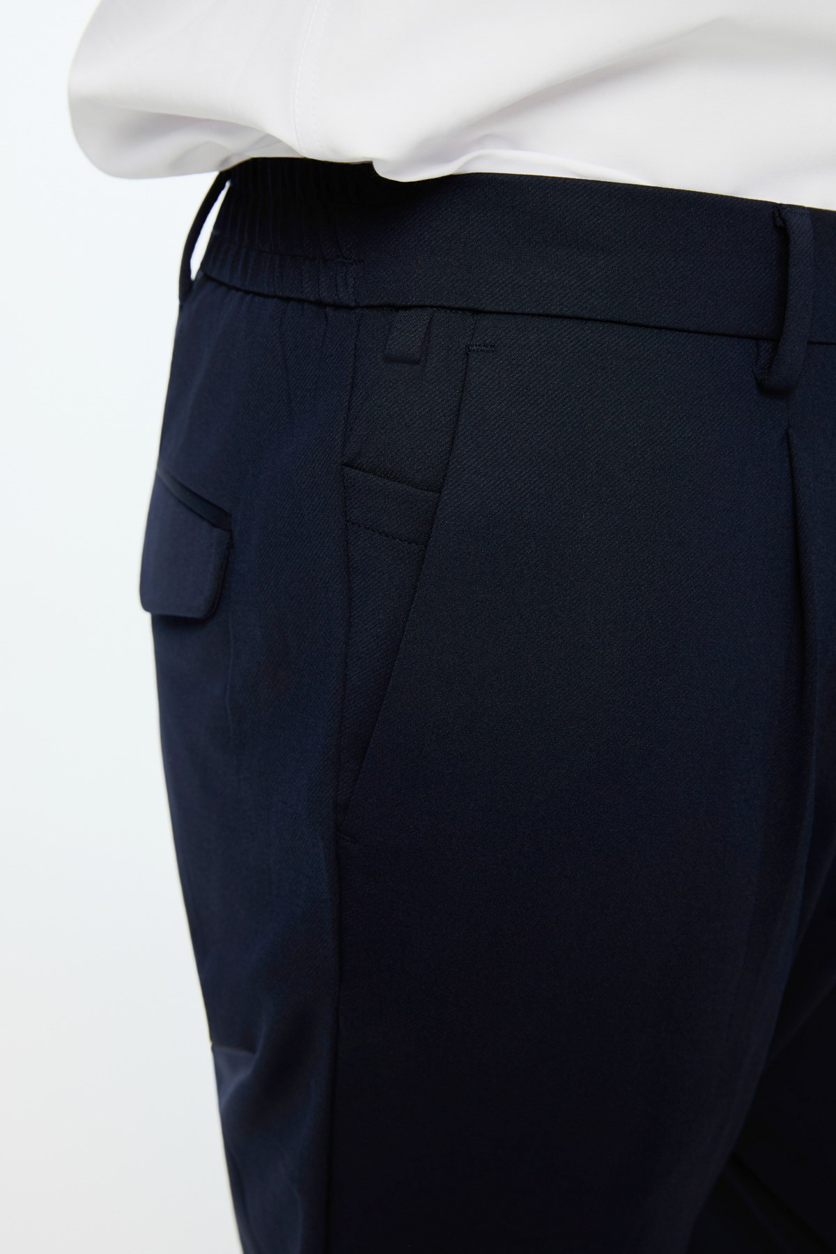 Morven Erkek Lacivert Rayon Trend Düz Slim Fit Pantolon