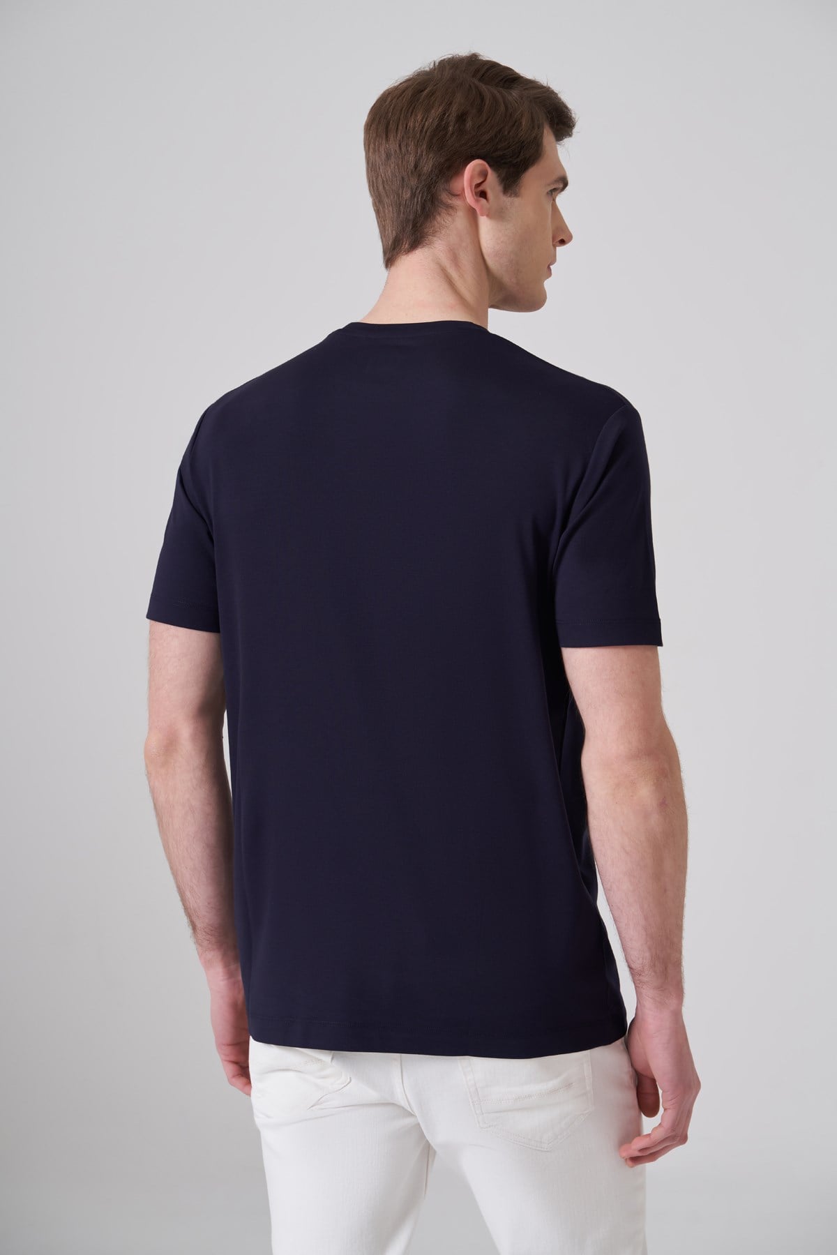 Morven Erkek Lacivert Trend  Bisiklet Yaka Rayon Dinamik Fit Tshirt