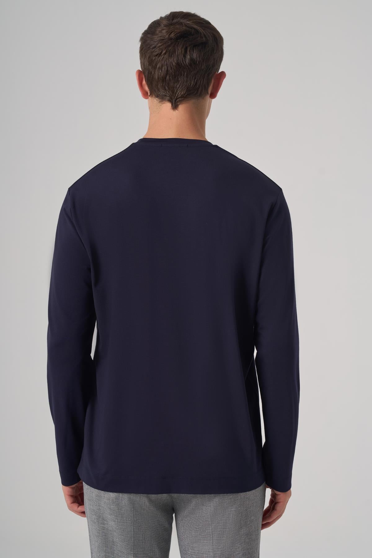 Morven Erkek Lacivert Trend Bisiklet Yaka Rayon Sweatshirt