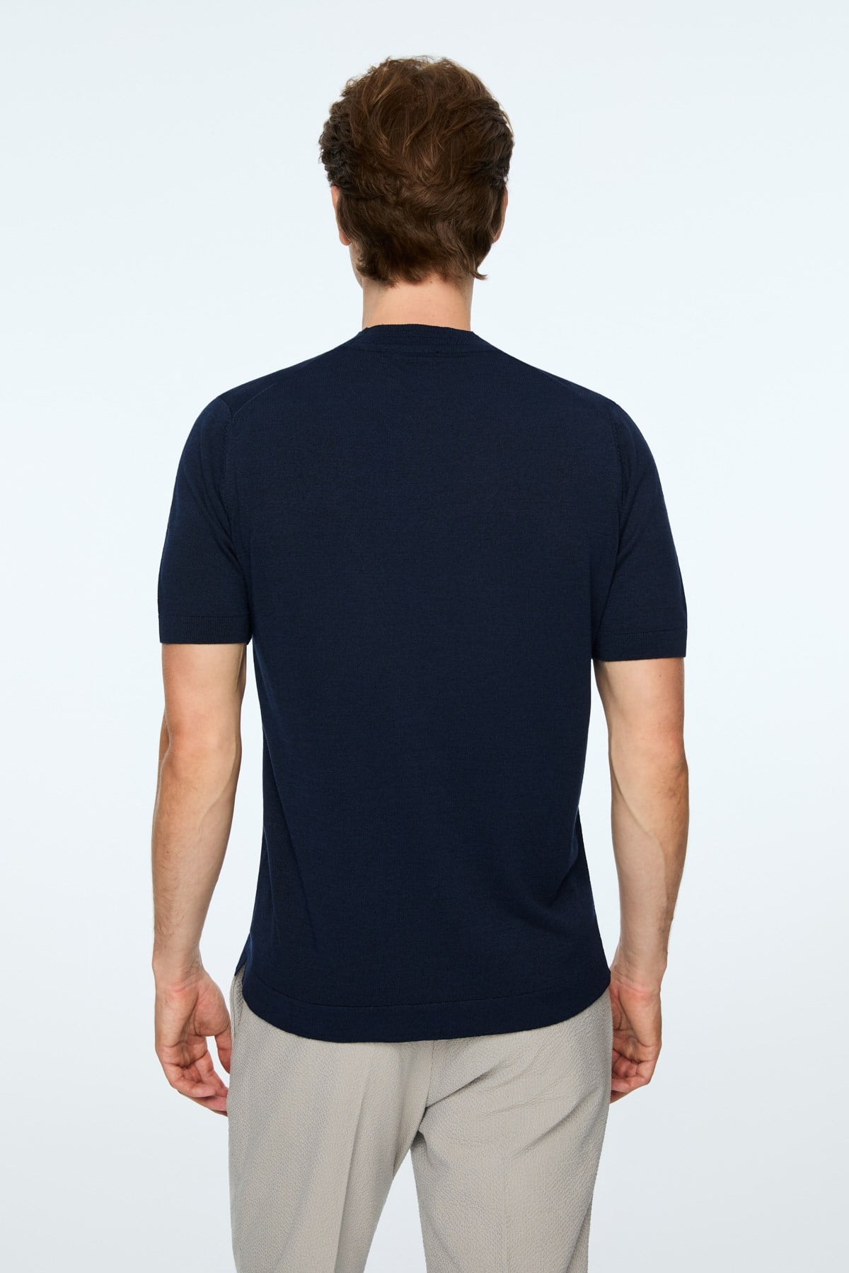 Morven Erkek Lacivert Trend Bisiklet Yaka Rayon Triko T-Shirt