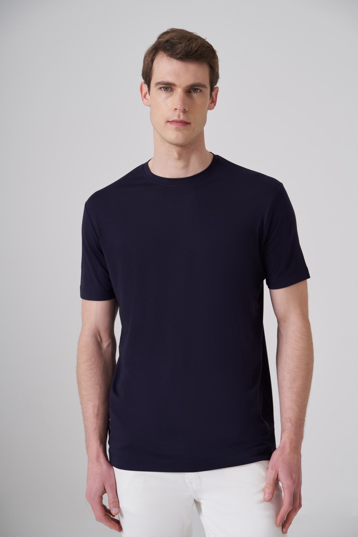 Morven Erkek Lacivert Trend  Bisiklet Yaka Rayon Dinamik Fit Tshirt