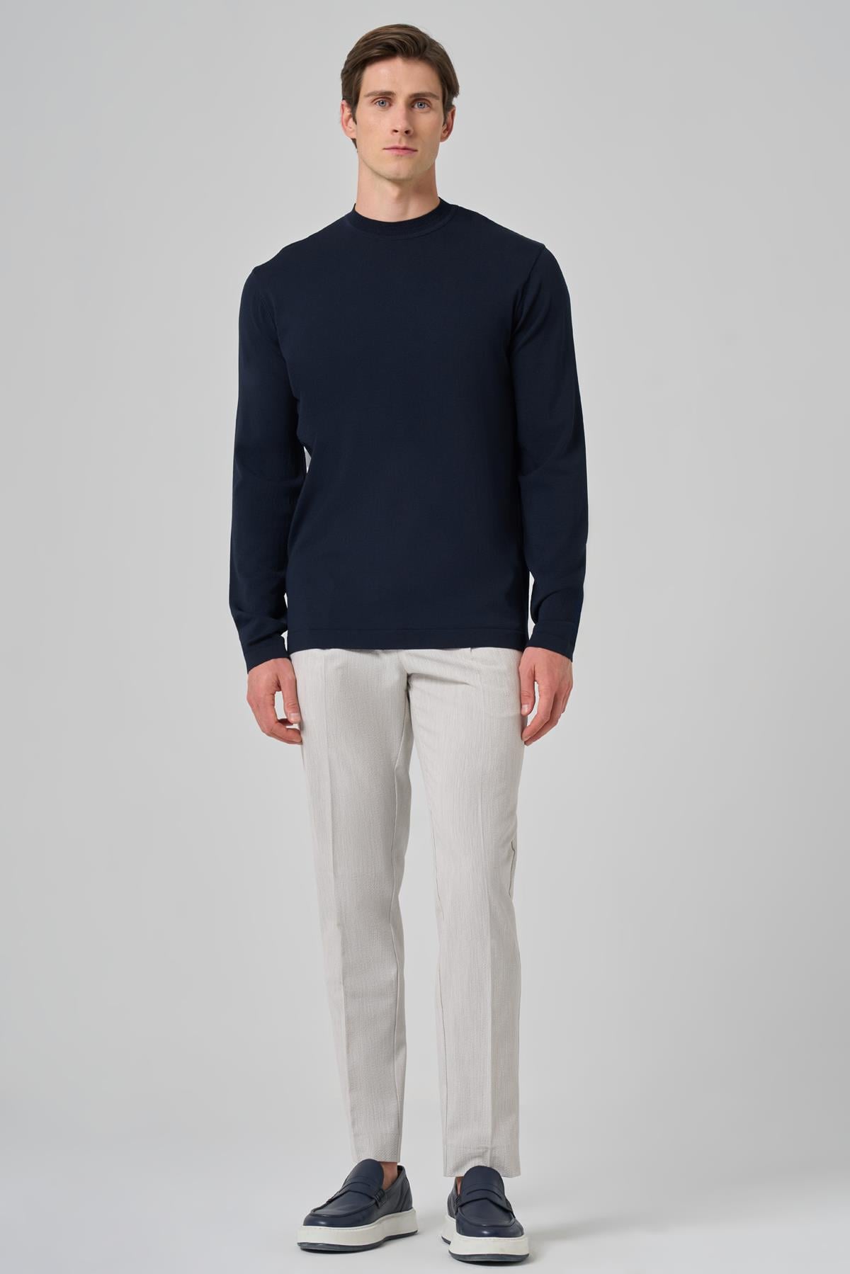 Morven Erkek Lacivert Trend Bisiklet Yaka Rayon Triko