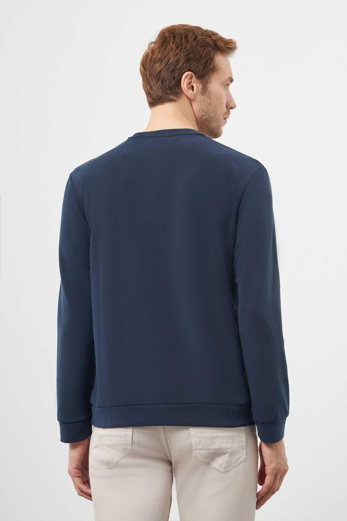 Morven Erkek Lacivert Trend Bisiklet Yaka Sweat-Shirt