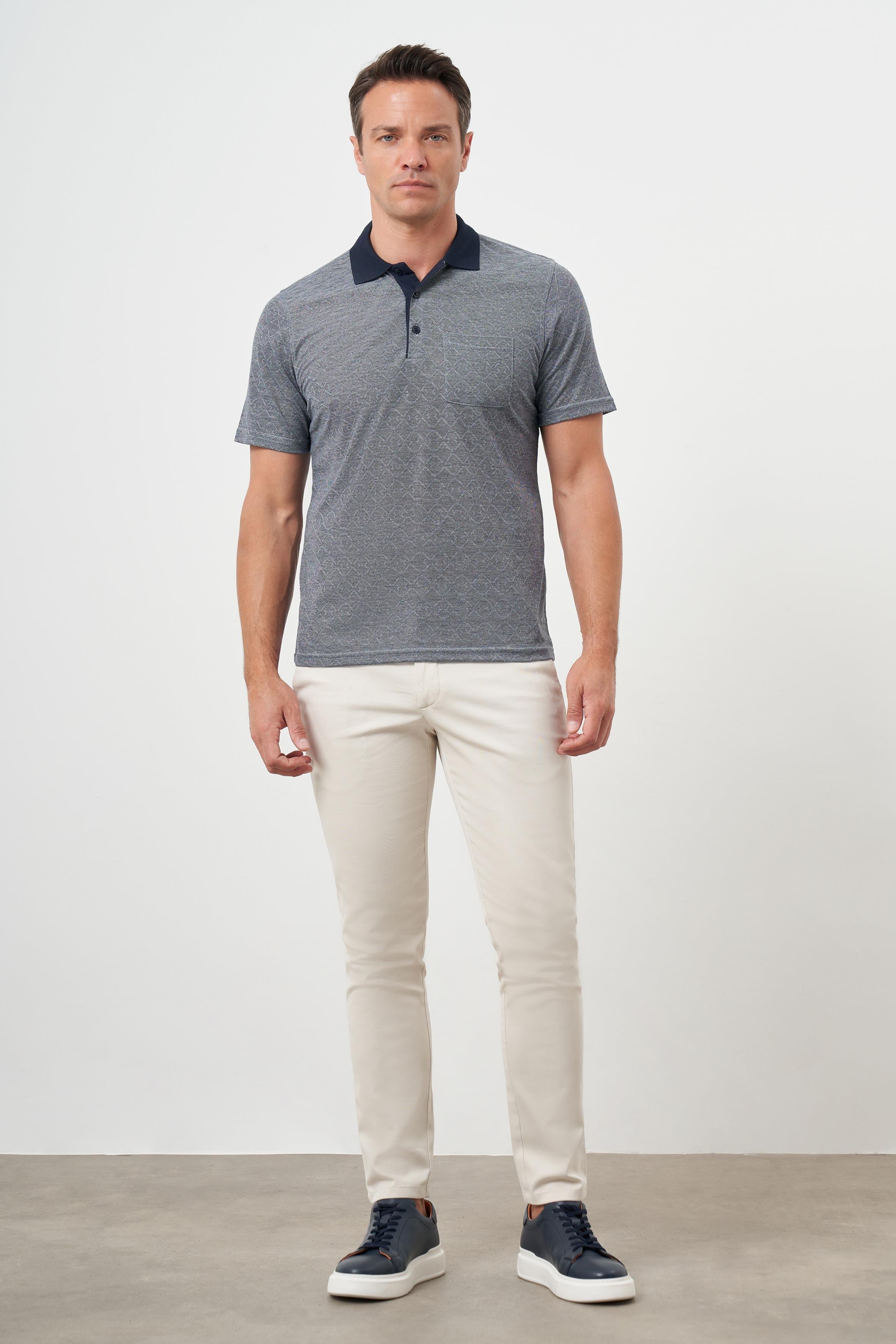 Morven Erkek Lacivert Trend Cepli Polo Yaka T-Shirt