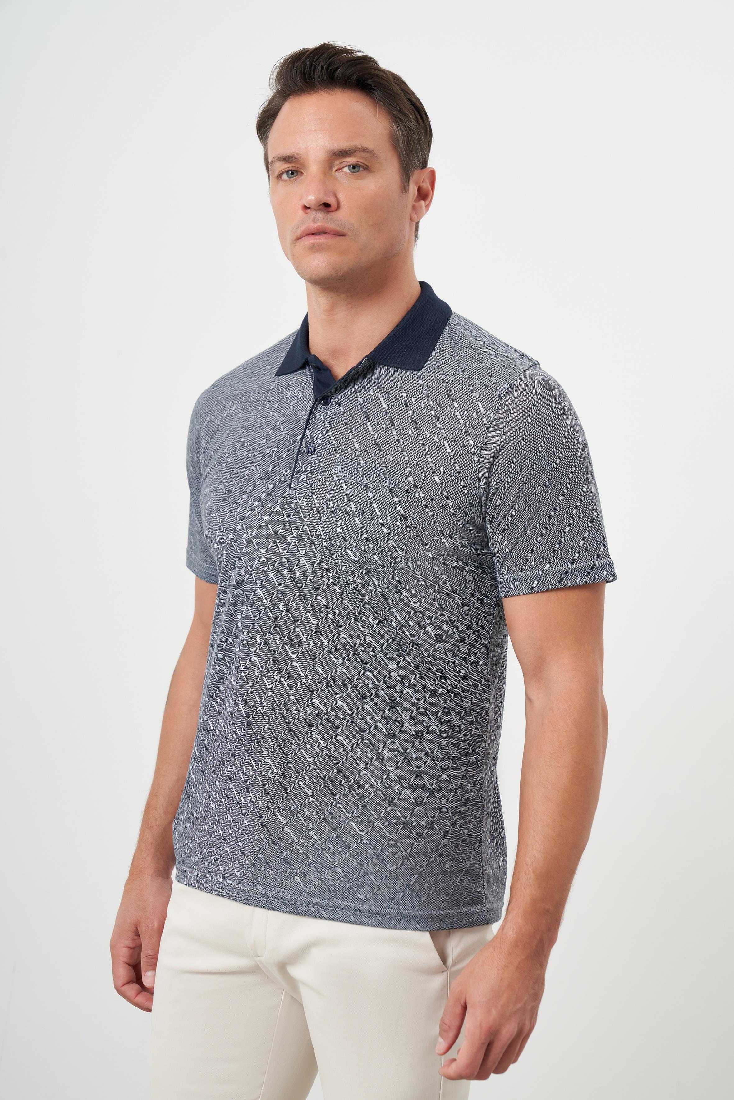 Morven Erkek Lacivert Trend Cepli Polo Yaka T-Shirt