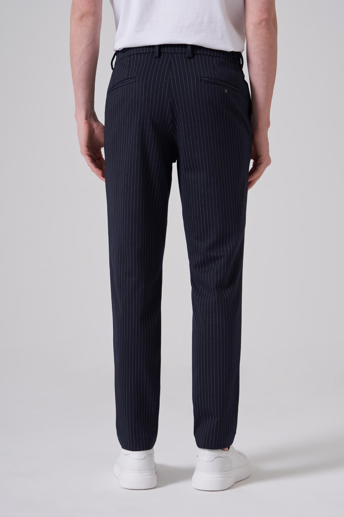 Morven Erkek Lacivert Trend Çizgili Slim Fit Pantolon