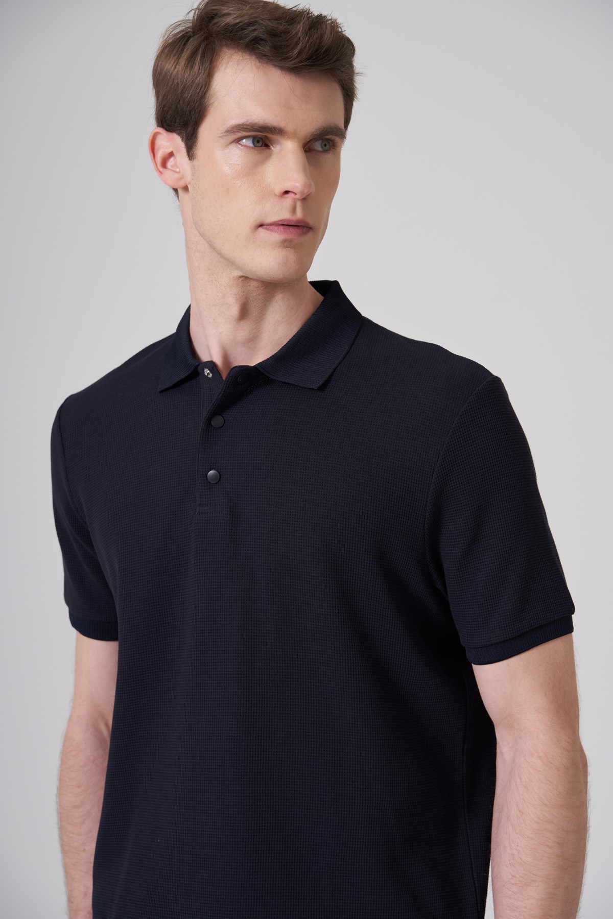 Morven Erkek Lacivert Trend Desenli Polo Yaka T-shirt