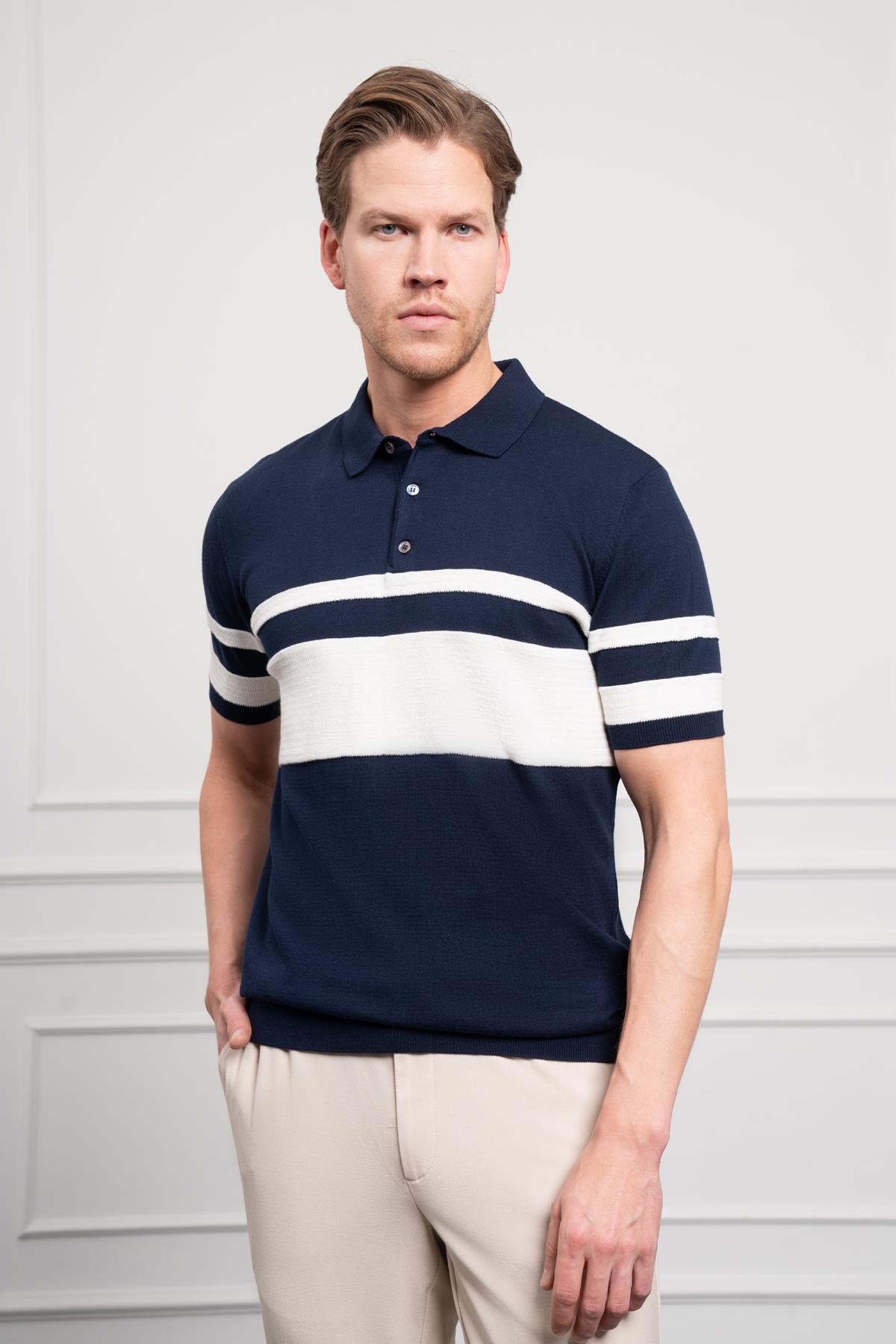 Morven Erkek Lacivert Trend Dynamic Fit Rahat Kesim Polo Yaka T-Shirt