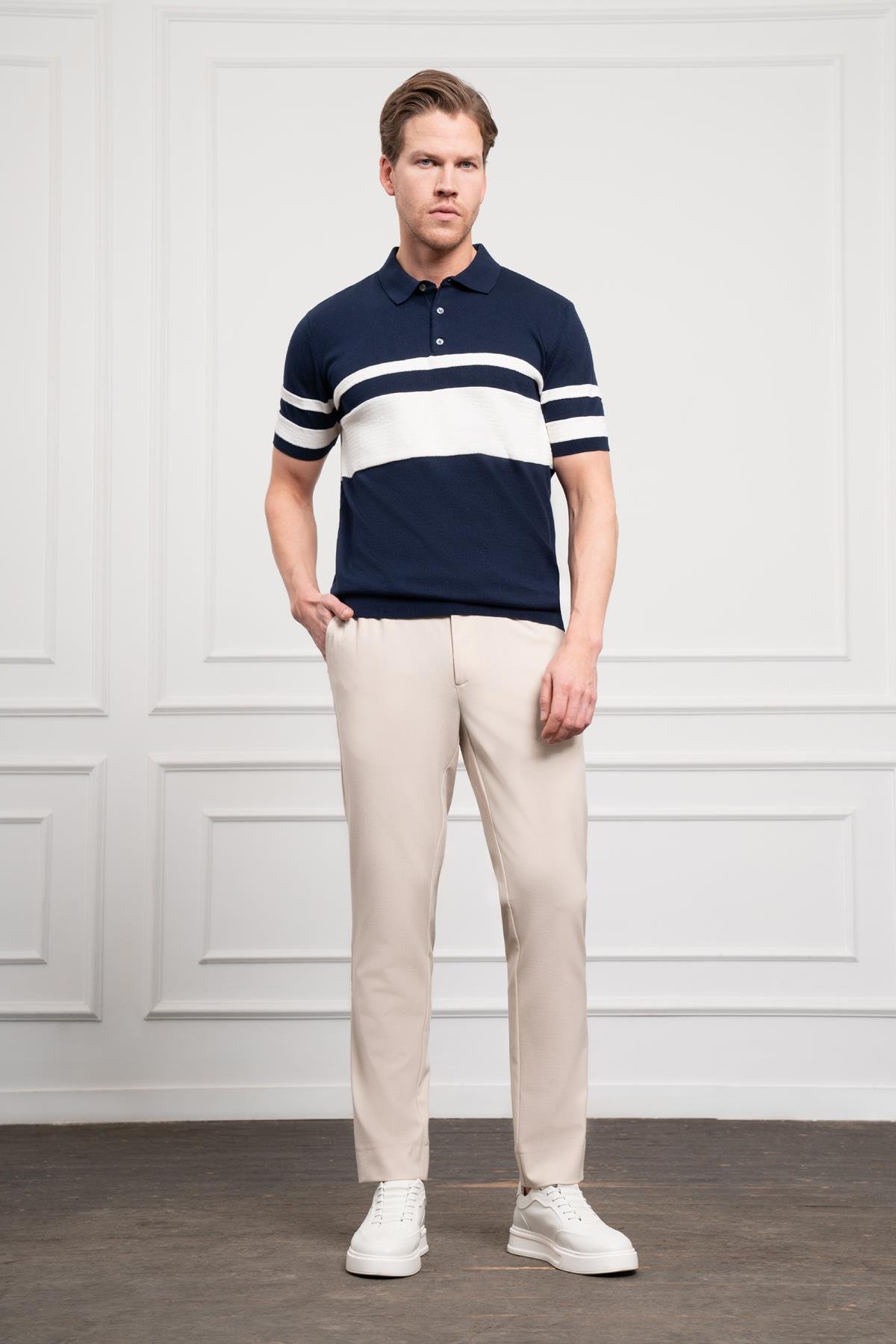 Morven Erkek Lacivert Trend Dynamic Fit Rahat Kesim Polo Yaka T-Shirt