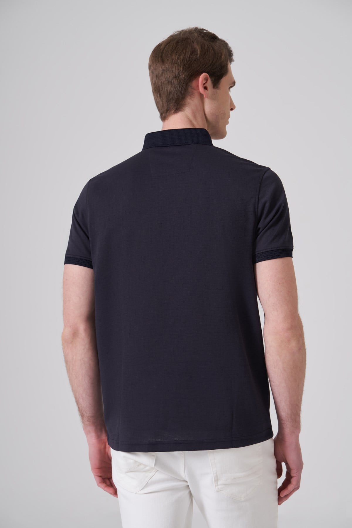 Morven Erkek Lacivert Trend Jakarlı Polo Yaka Dinamik Fit T-shirt
