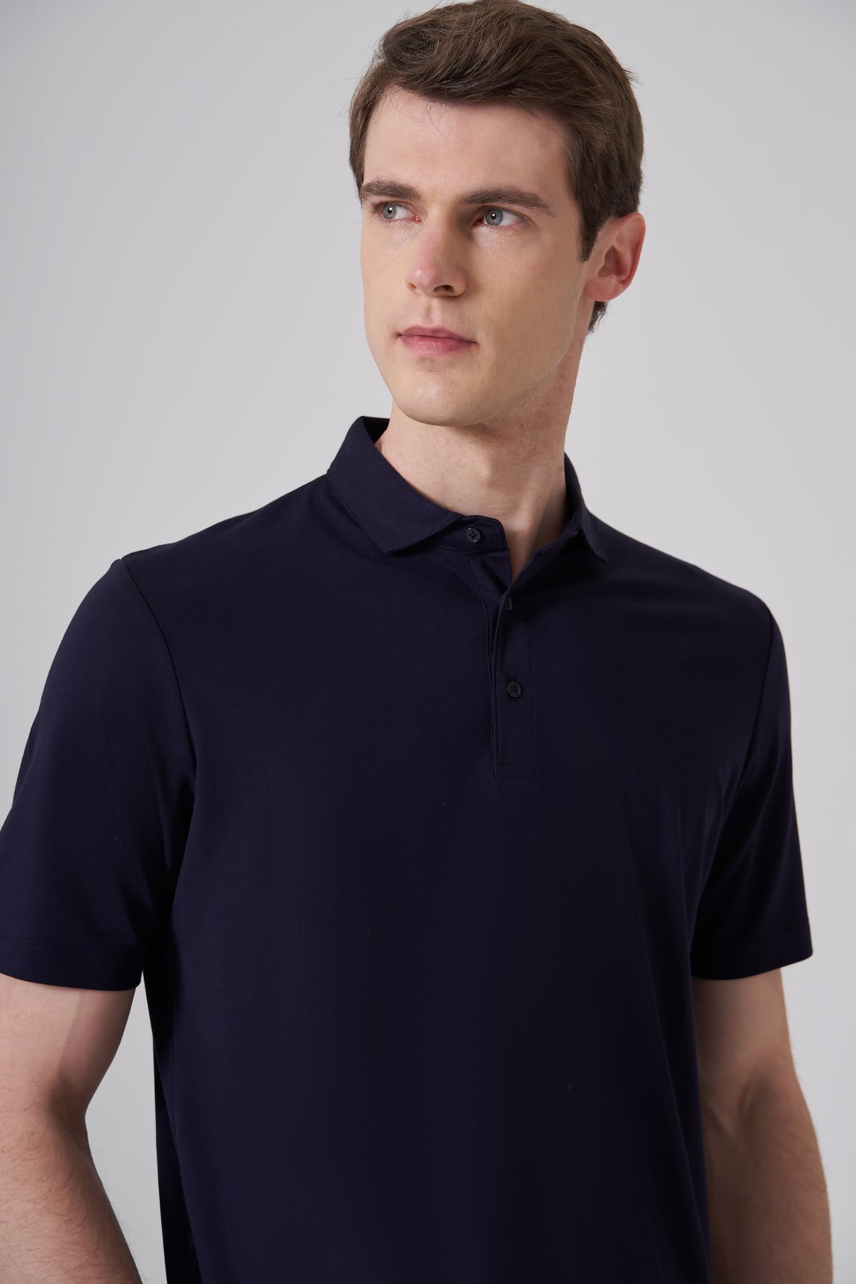 Morven Erkek Lacivert Trend Polo Yaka Rayon Dinamik Fit Tshirt