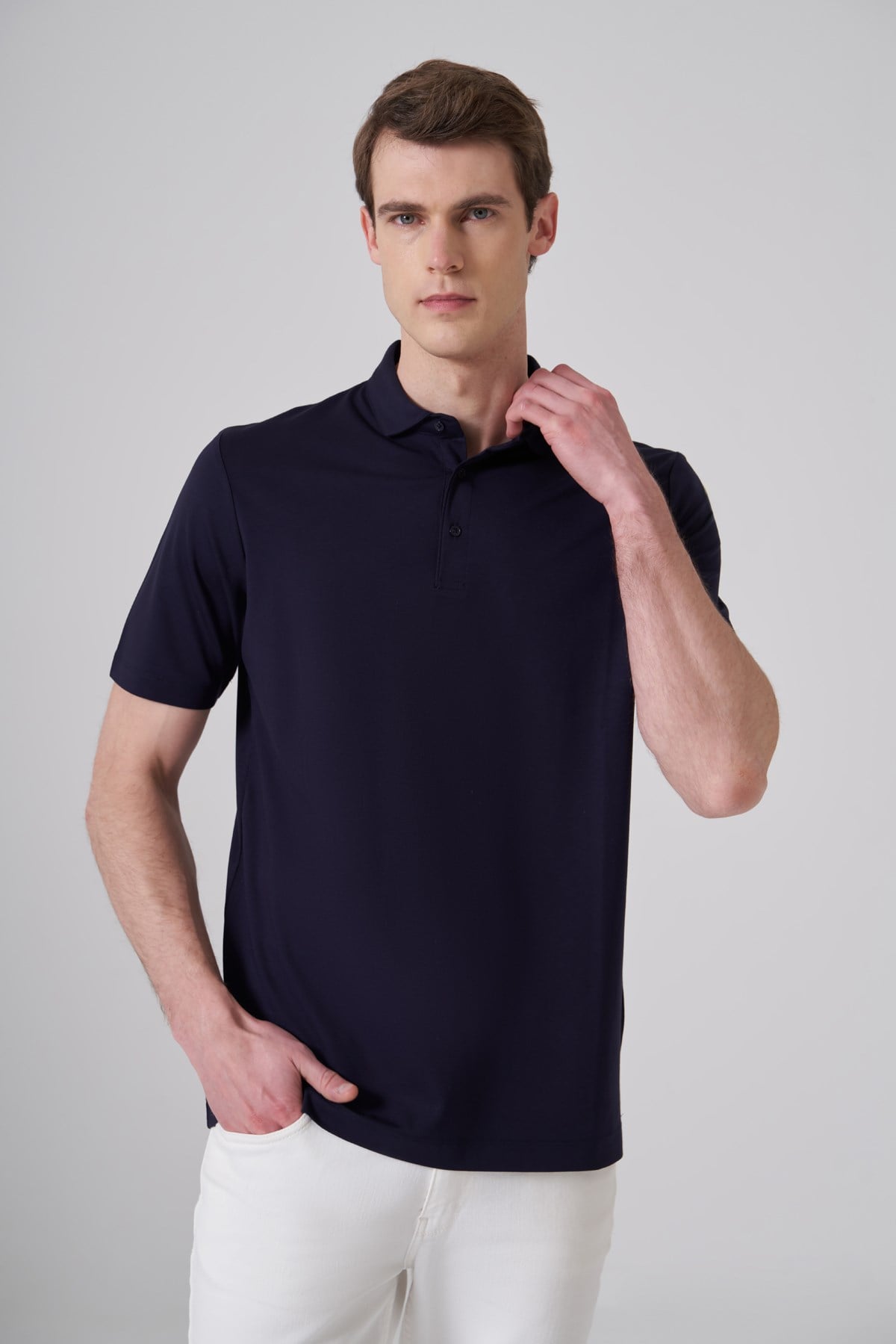 Morven Erkek Lacivert Trend Polo Yaka Rayon Dinamik Fit Tshirt