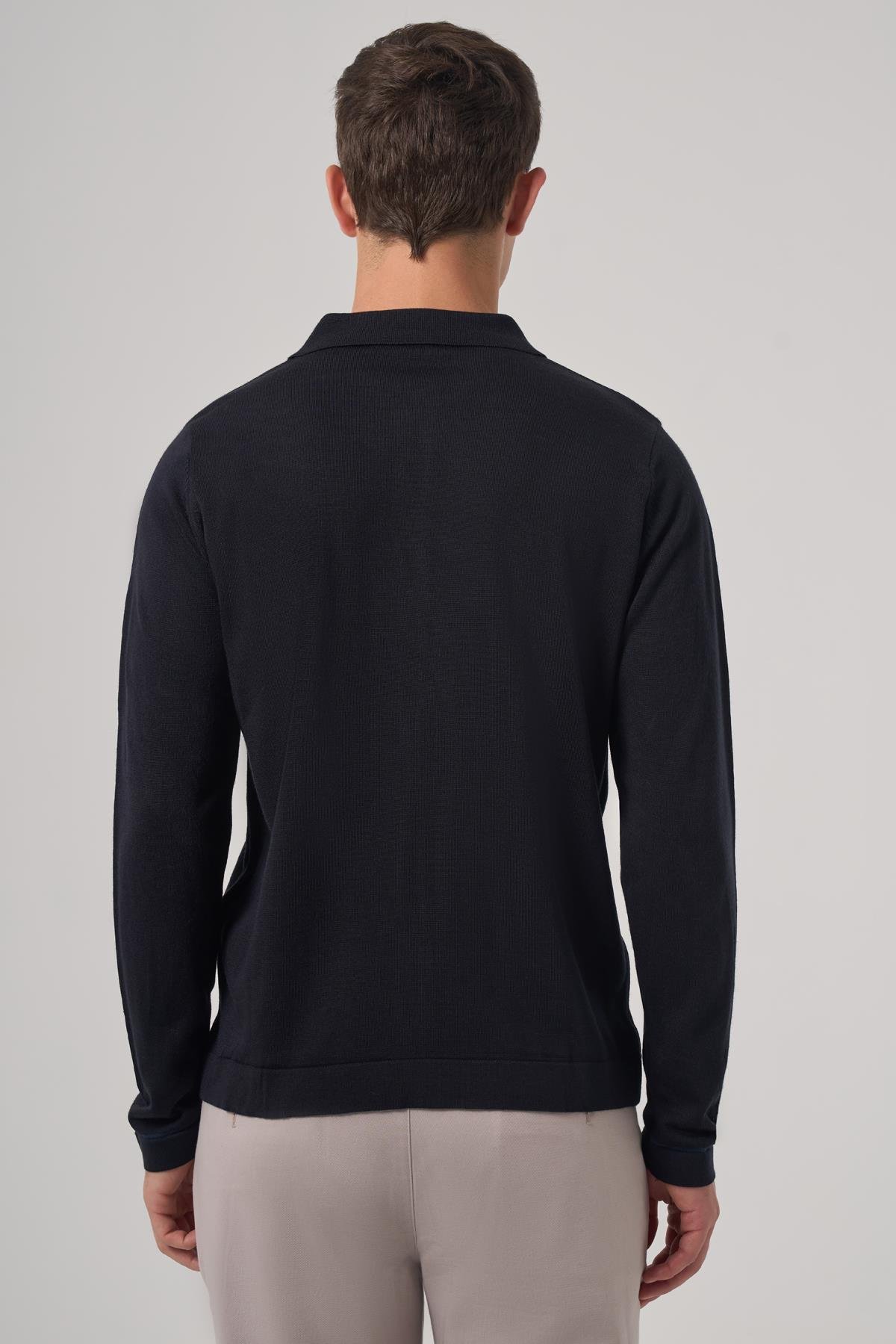 Morven Erkek Lacivert Trend Polo Yaka Gömlek Triko