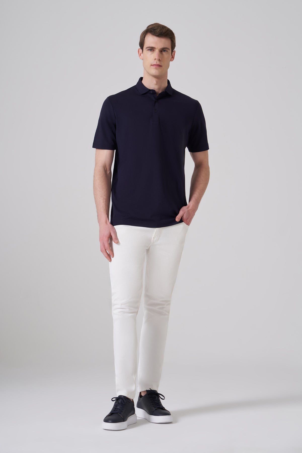 Morven Erkek Lacivert Trend Polo Yaka Rayon Dinamik Fit Tshirt