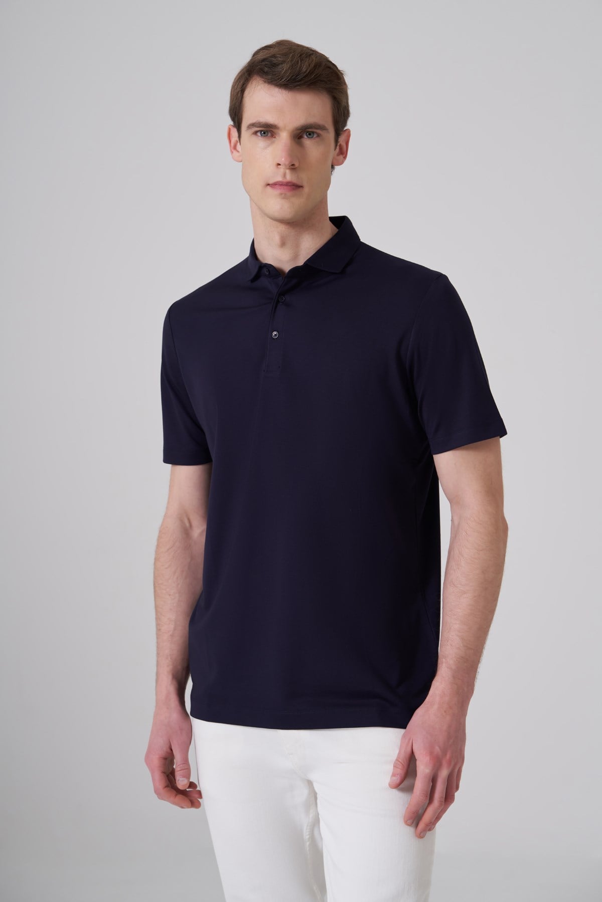 Morven Erkek Lacivert Trend Polo Yaka Rayon Dinamik Fit Tshirt