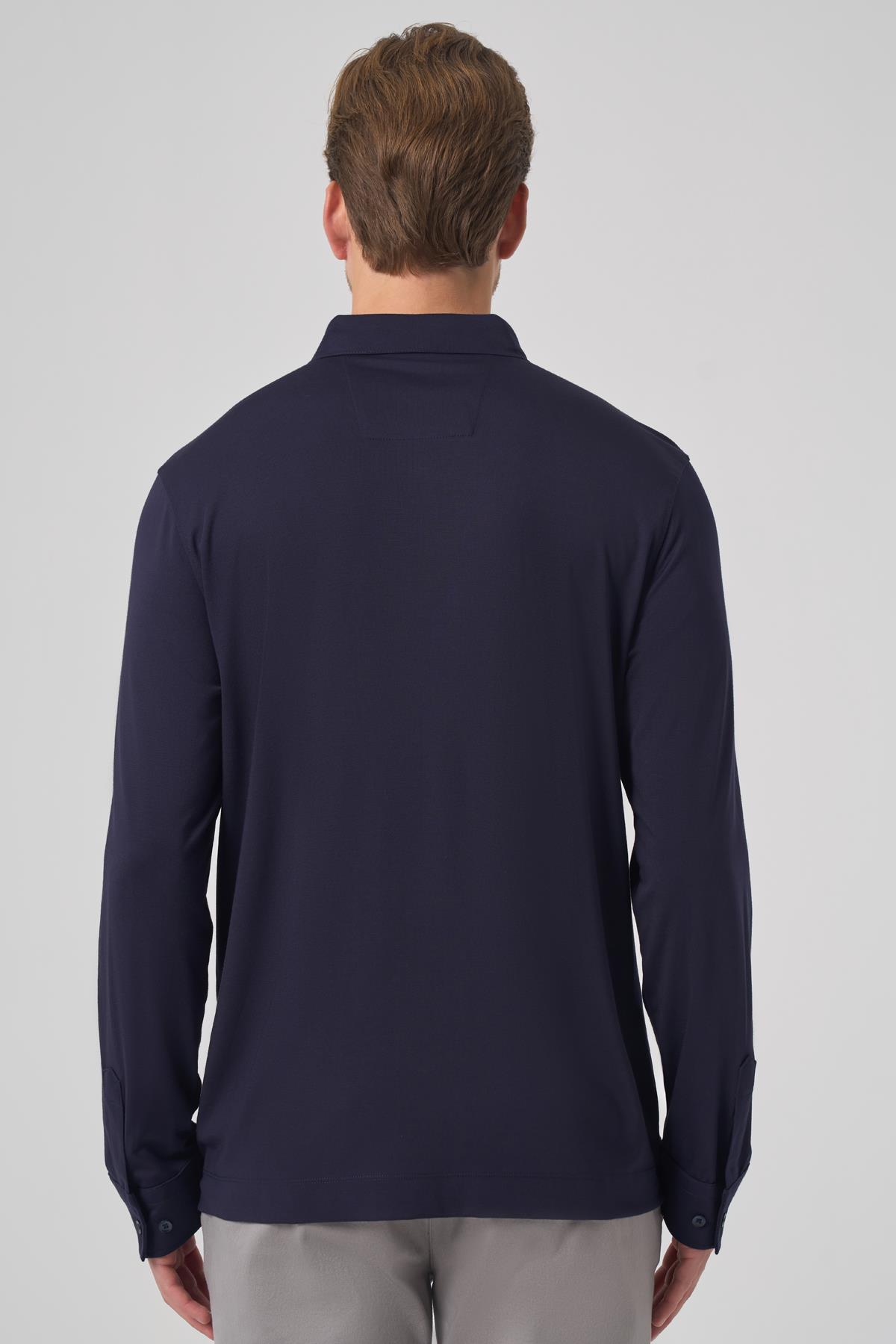 Morven Erkek Lacivert Trend Polo Yaka Rayon Sweatshirt