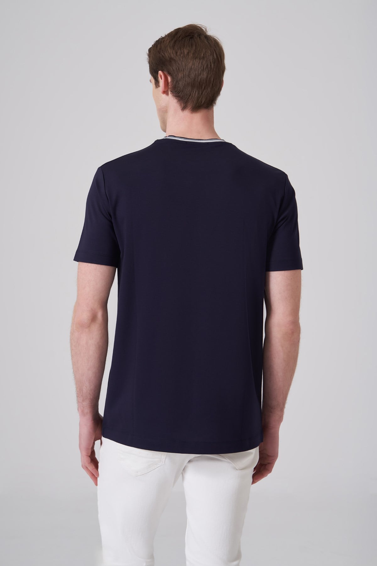 Morven Erkek Lacivert Trend Rayon Bisiklet Yaka Dinamik Fit Tshirt