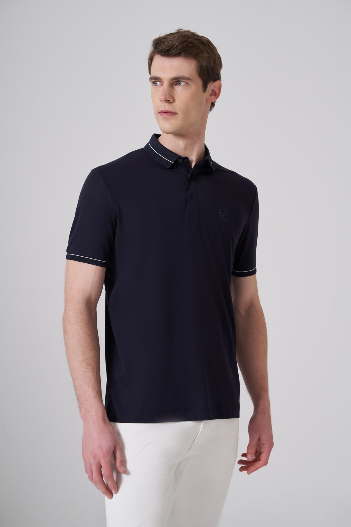 Morven Erkek Lacivert Trend Rayon Pike Polo Yaka Dinamik Fit Tshirt