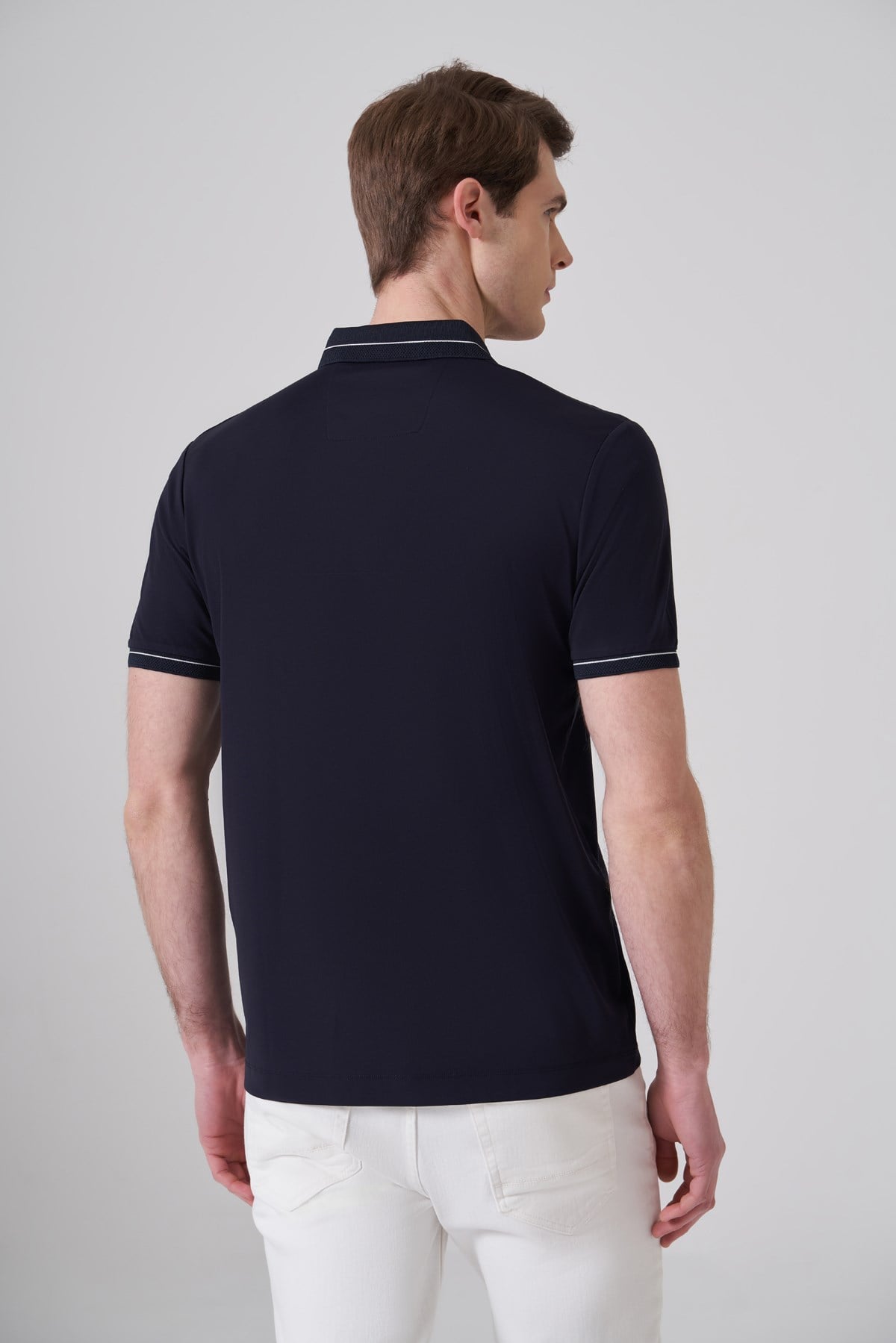 Morven Erkek Lacivert Trend Rayon Pike Polo Yaka Dinamik Fit Tshirt