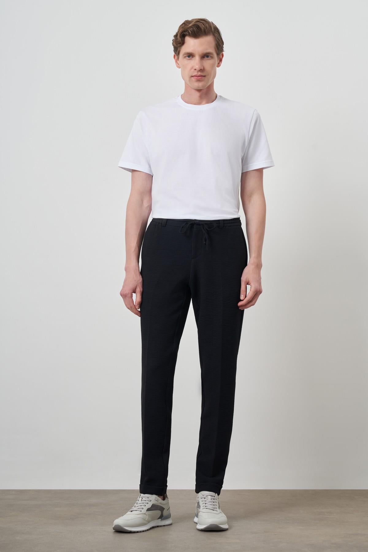 Morven Erkek Lacivert Trend Slim Fit İpli Jogger Pantolon