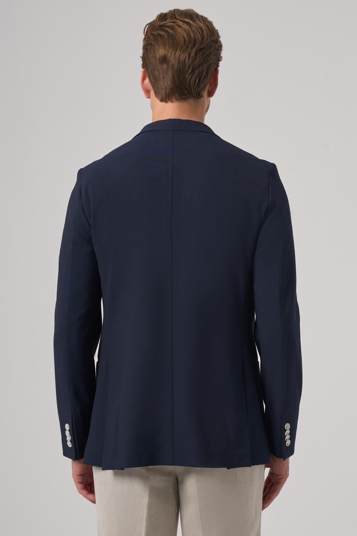 Morven Erkek Lacivert Trend Slim Fit Mono Yaka Ceket