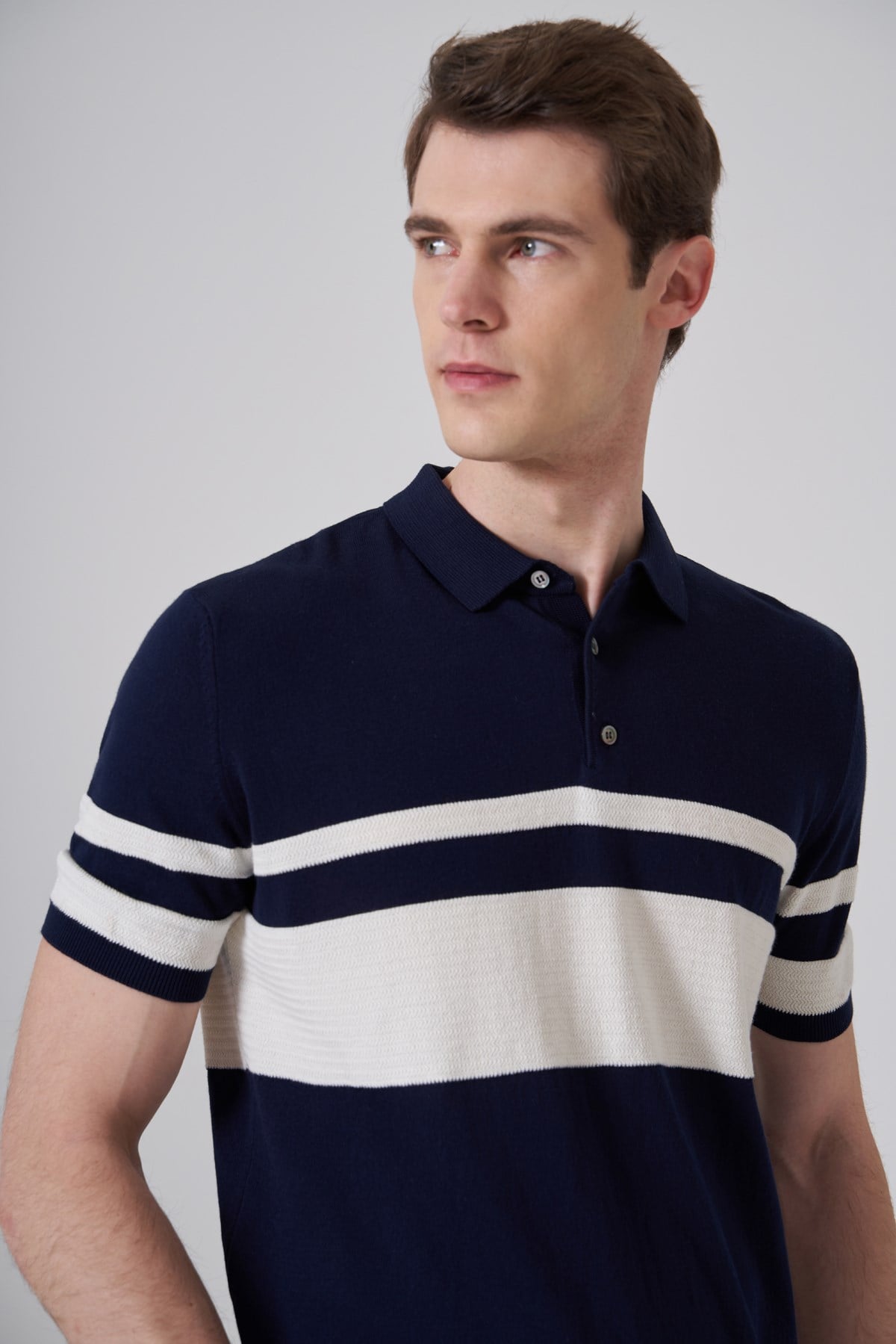 Morven Erkek Lacivert Trend Soft Pamuk Polo Yaka Triko T-Shirt