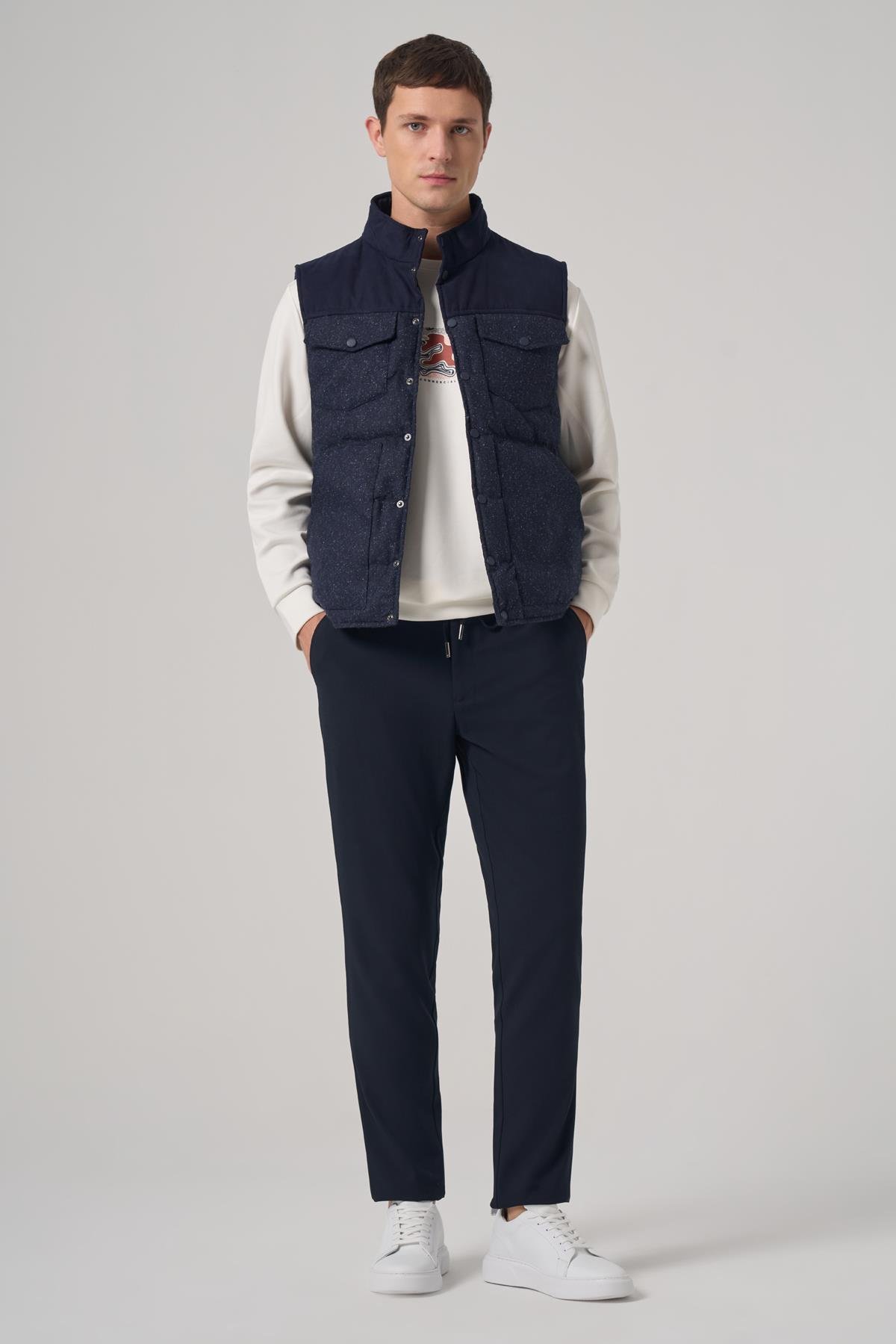 Morven Erkek Lacivert Trend Yünlü Şişme Yelek