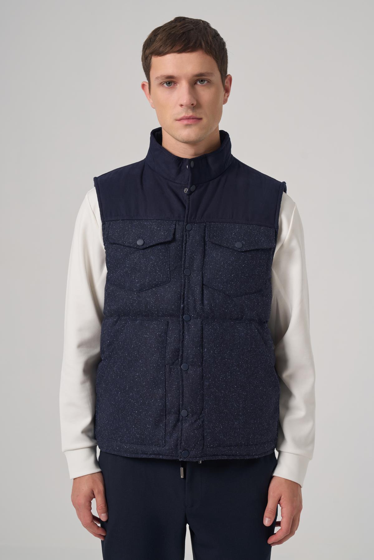 Morven Erkek Lacivert Trend Yünlü Şişme Yelek