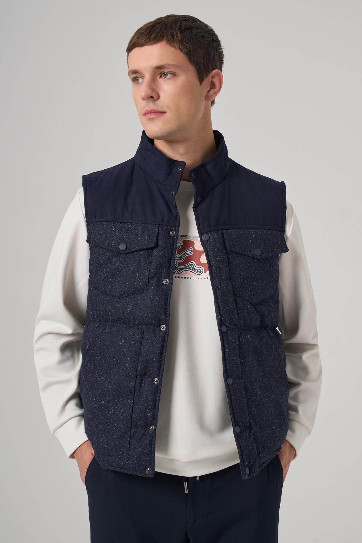 Morven Erkek Lacivert Trend Yünlü Şişme Yelek