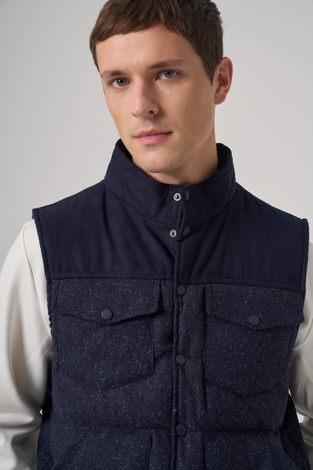 Morven Erkek Lacivert Trend Yünlü Şişme Yelek