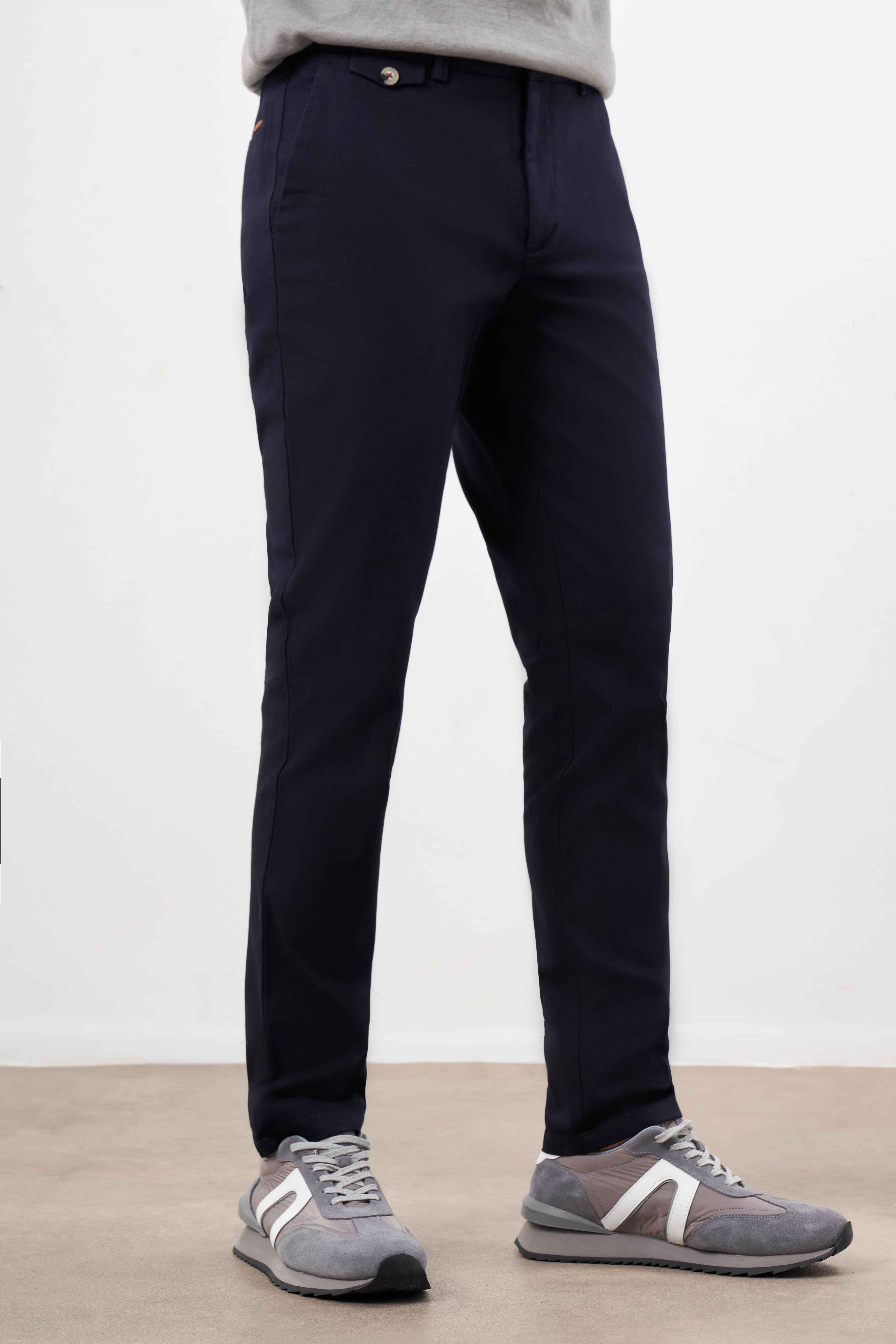 Morven Erkek Lacivert Yazlık Pamuk Yan Cep Slim Fit Chino Pantolon
