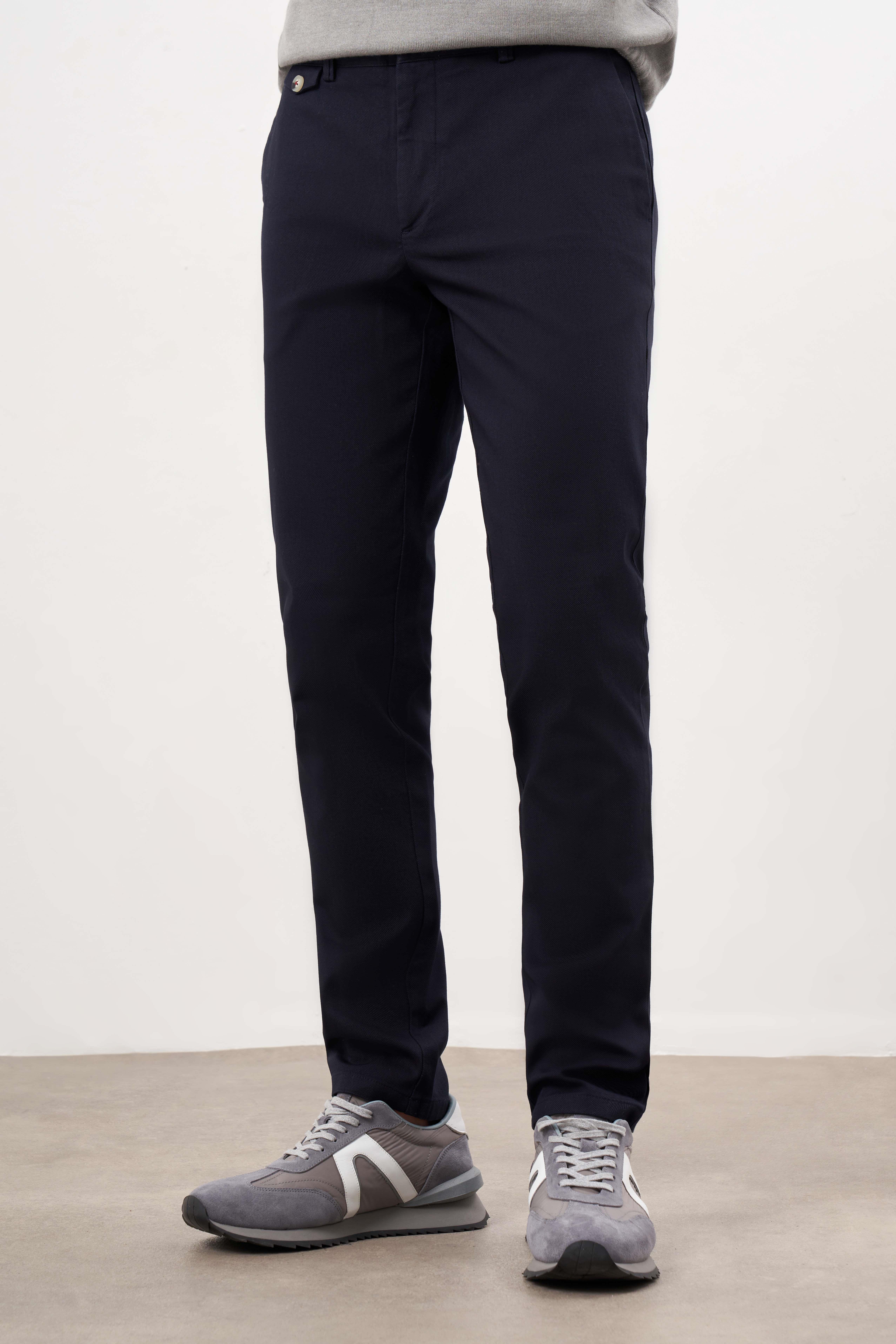 Morven Erkek Lacivert Yazlık Pamuk Yan Cep Slim Fit Chino Pantolon