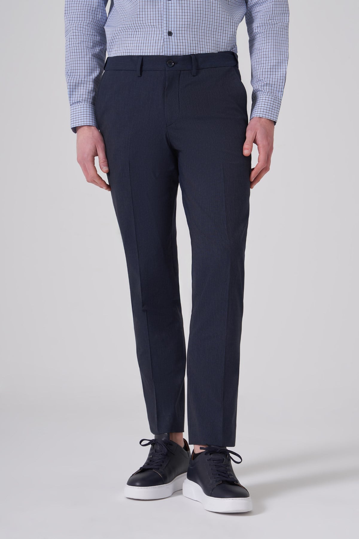 Morven Erkek Lacivert Yünlü Trend Desenli Dynamic Fit Pantolon