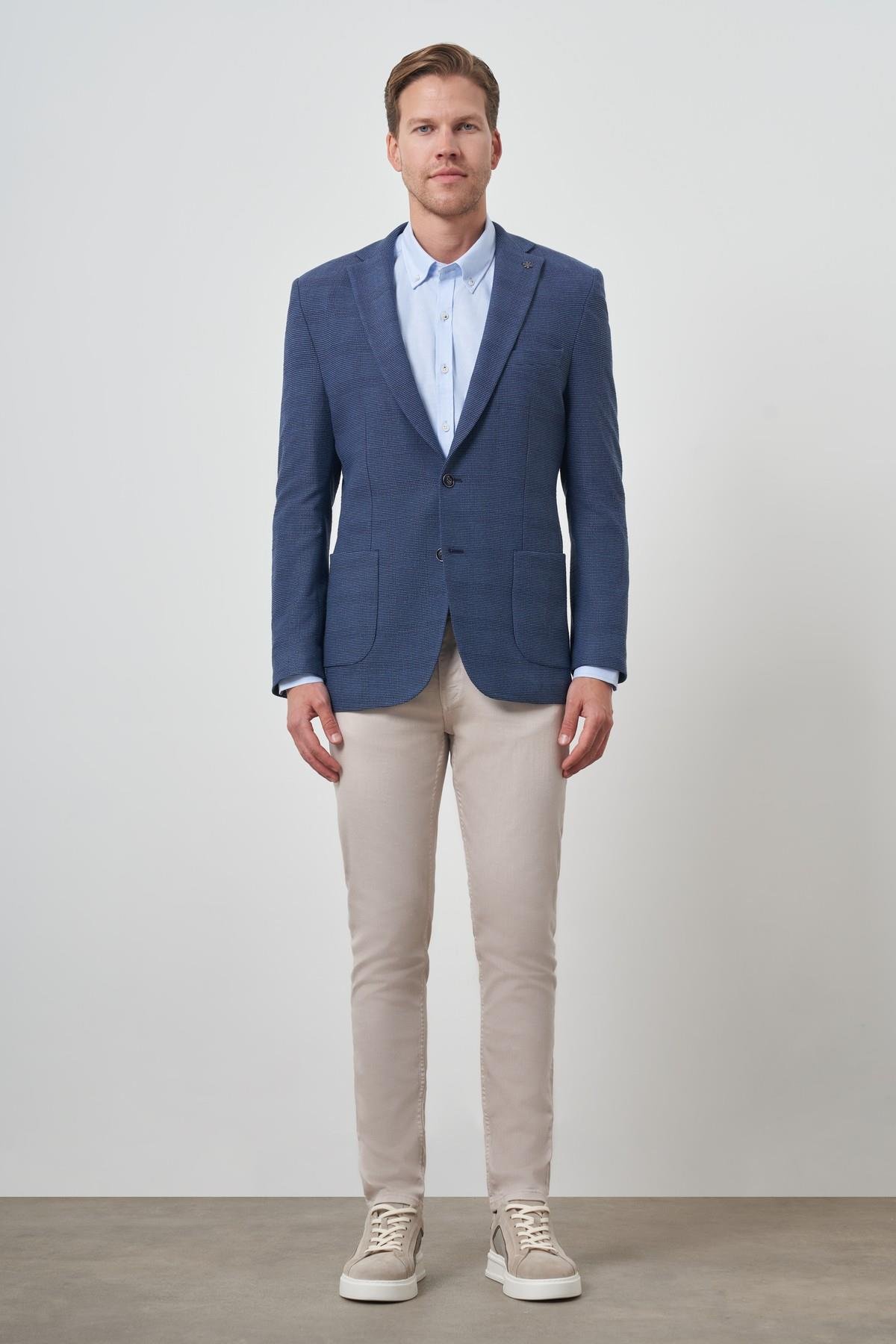 Morven Erkek Marine Dokuma Dynamic Fit Mono Yaka Ceket