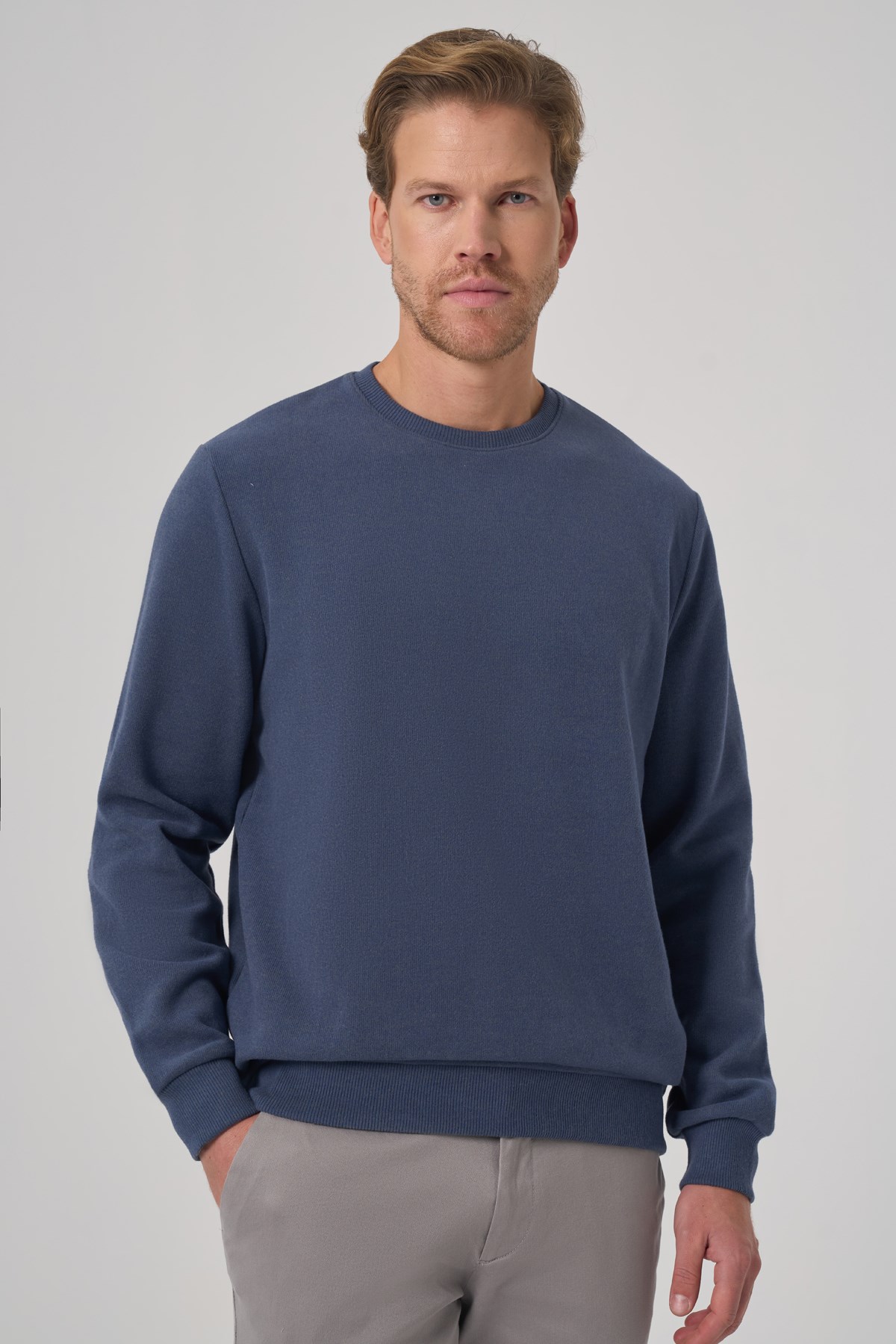 Morven Erkek Marine Trend Bisiklet Yaka Sweatshirt
