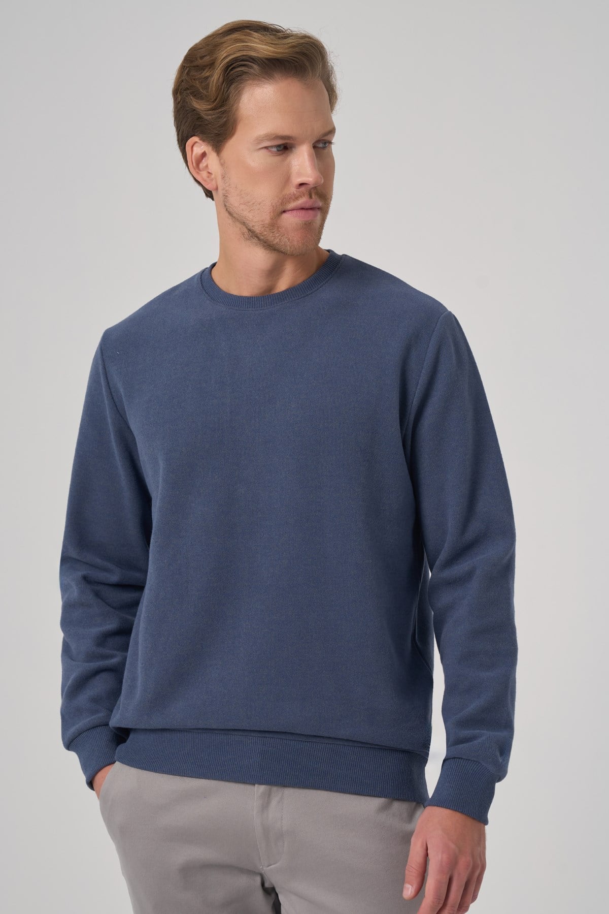 Morven Erkek Marine Trend Bisiklet Yaka Sweatshirt