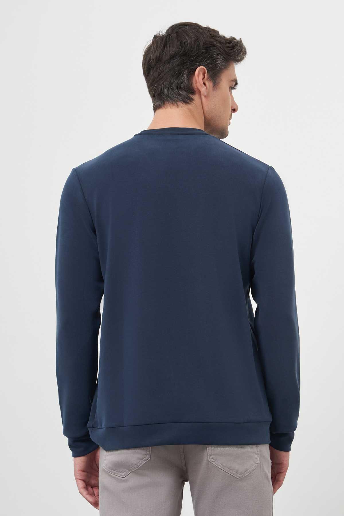 Morven Erkek Marine Trend Bisiklet Yaka Sweat-Shirt
