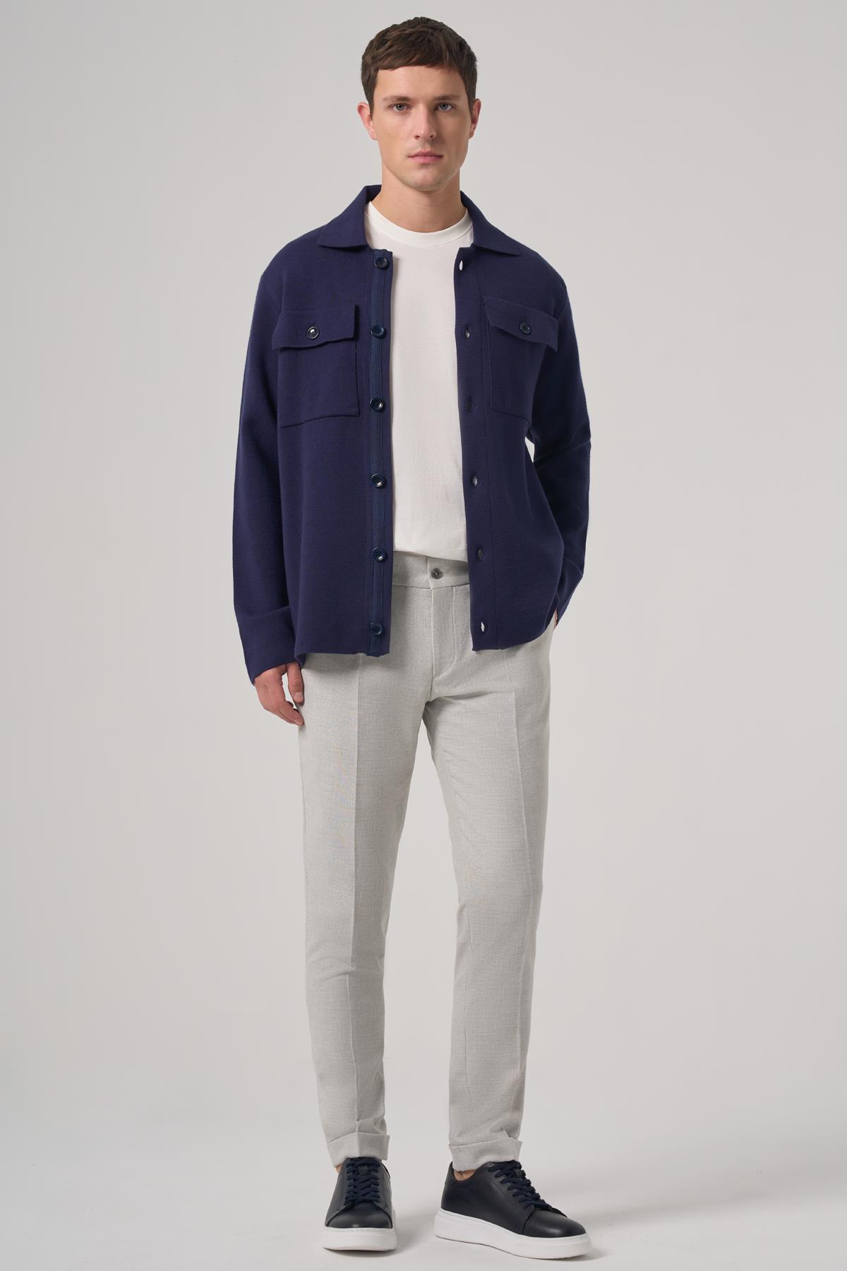 Morven Erkek Marine Trend Kapaklı Cepli Düğmeli Hırka