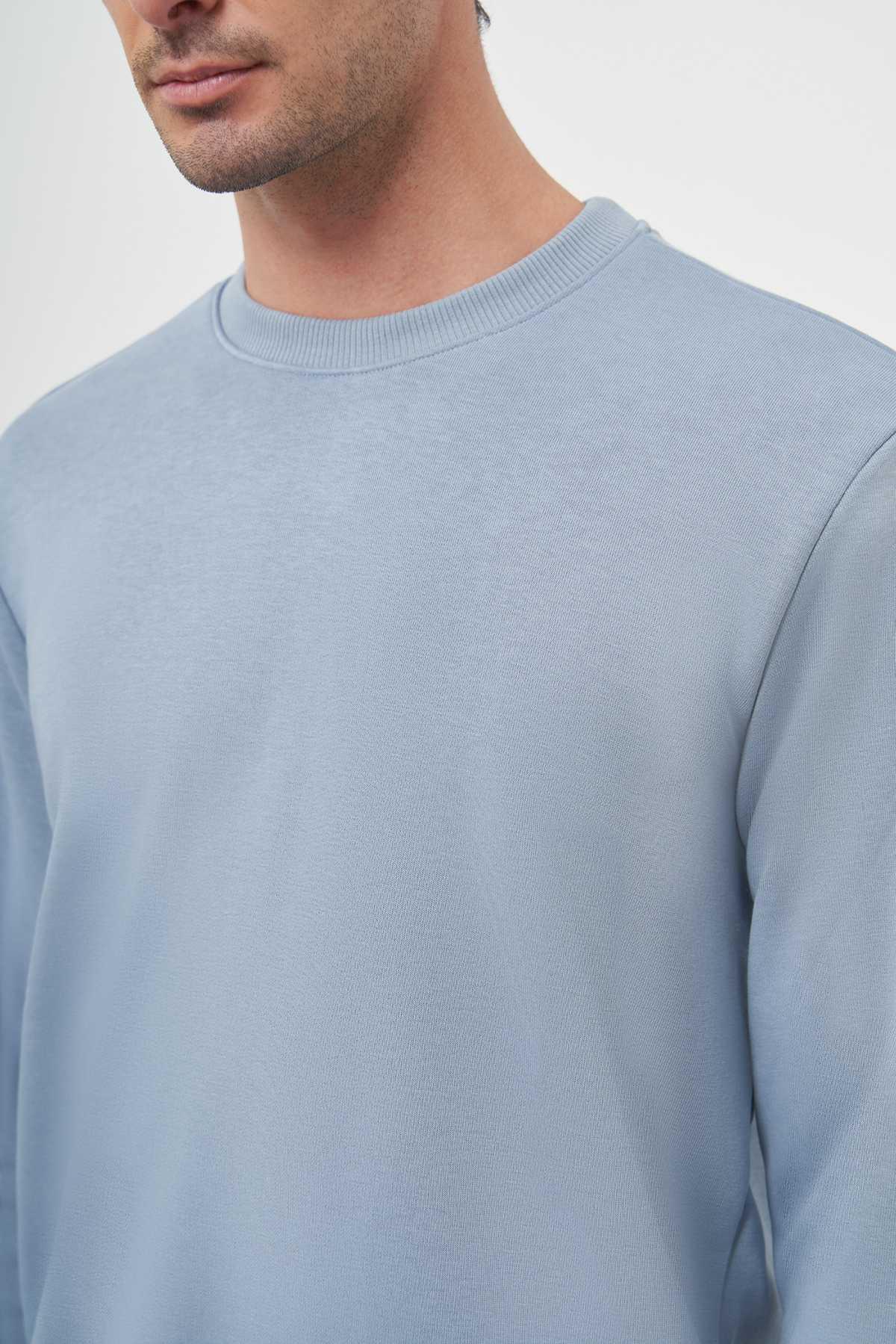 Morven Erkek Mavi Basic Bisiklet Yaka Sweat-Shirt